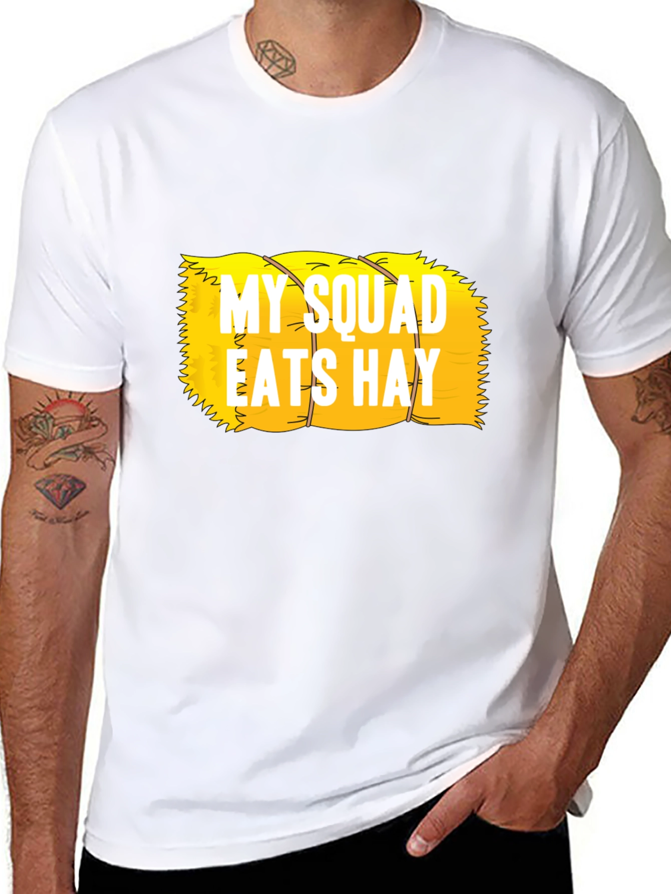 Black My Squad Eats Hay Funny T-Shirt view 8