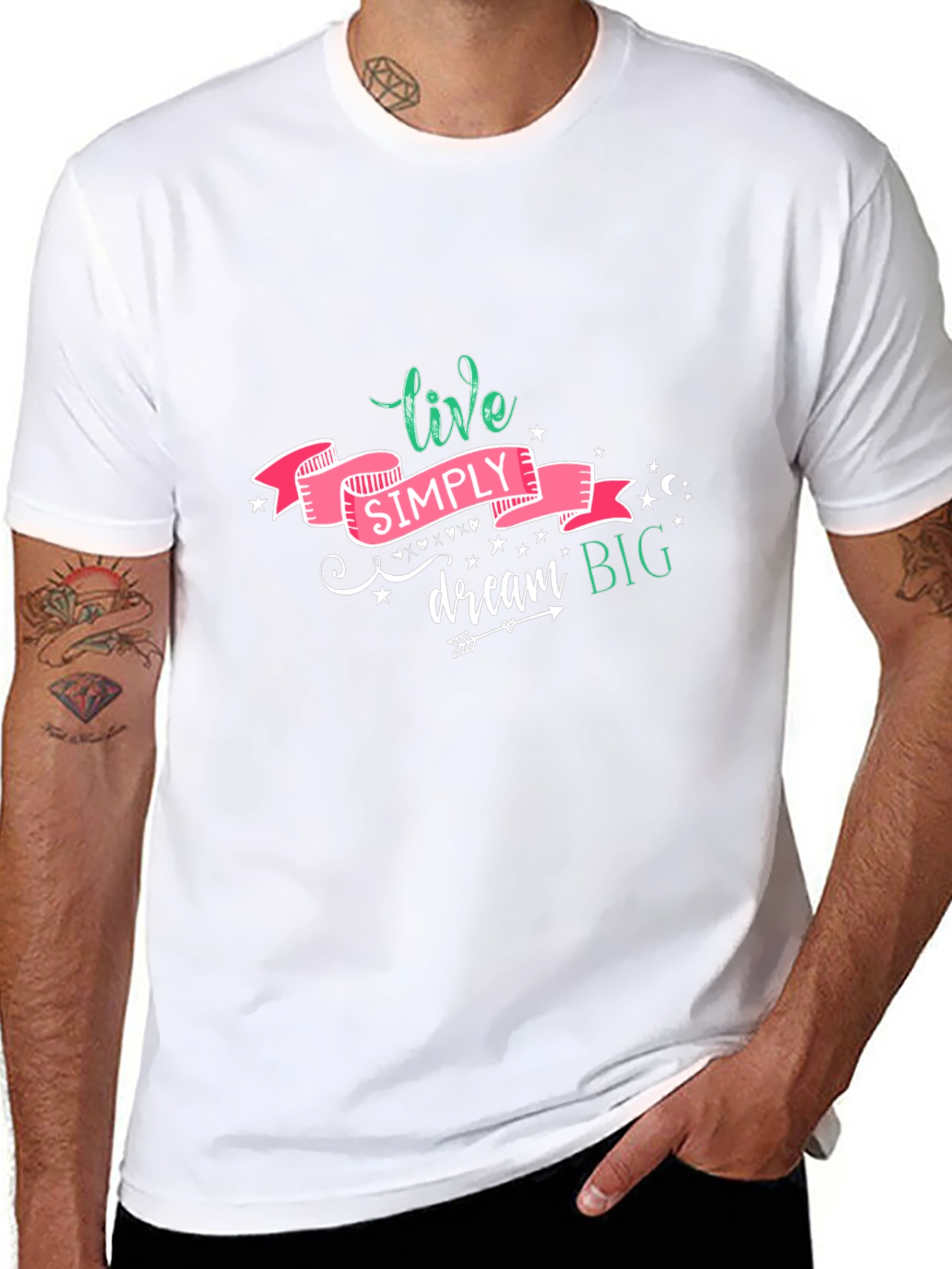 Live Simply Dream Big Graphic Tee - Black Casual T-Shirt - 8