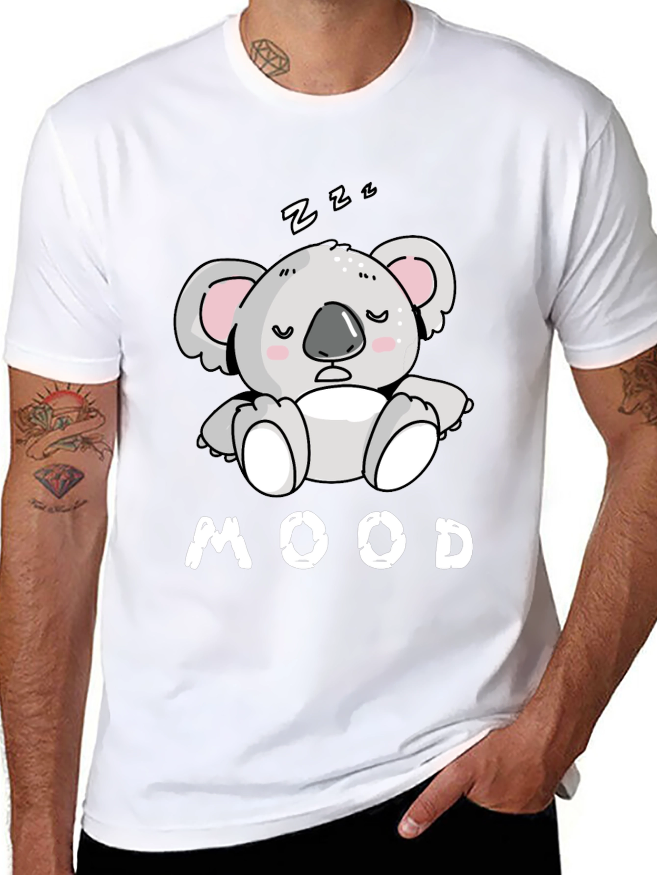 Mood Koala T-Shirt - Black Cotton Tee for Relaxed Days - 8