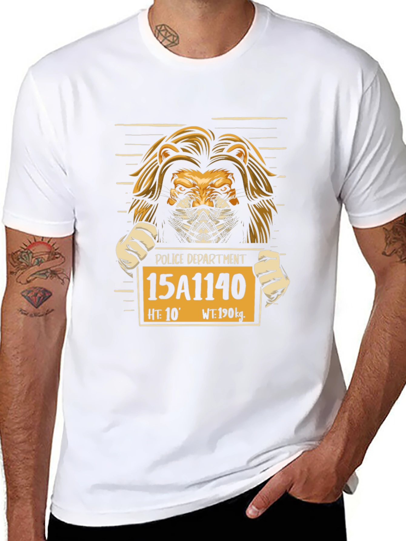 Black Lion Mugshot Graphic T-Shirt - Black view 8