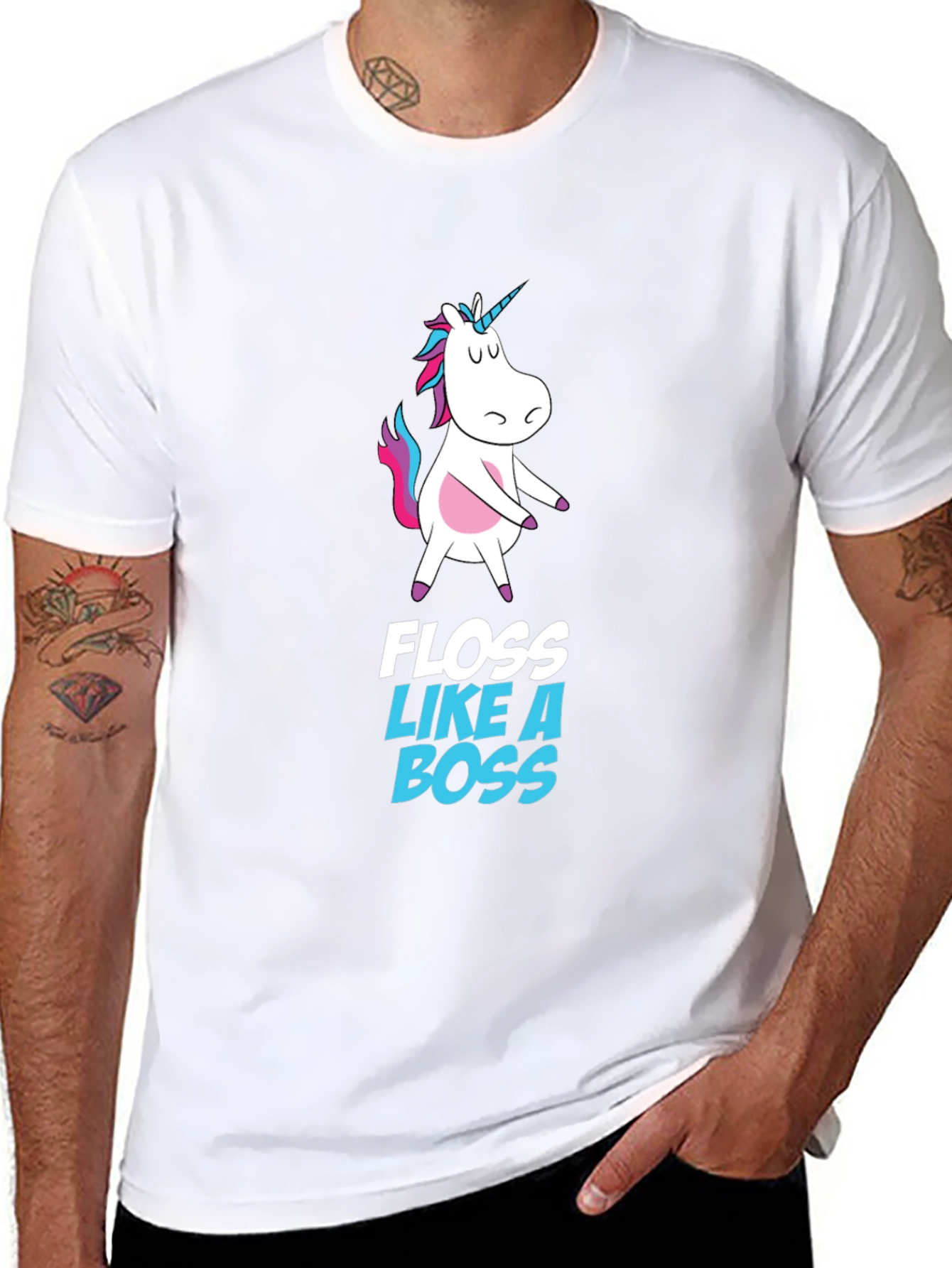 Black Unicorn Floss Like A Boss Black T-Shirt view 8