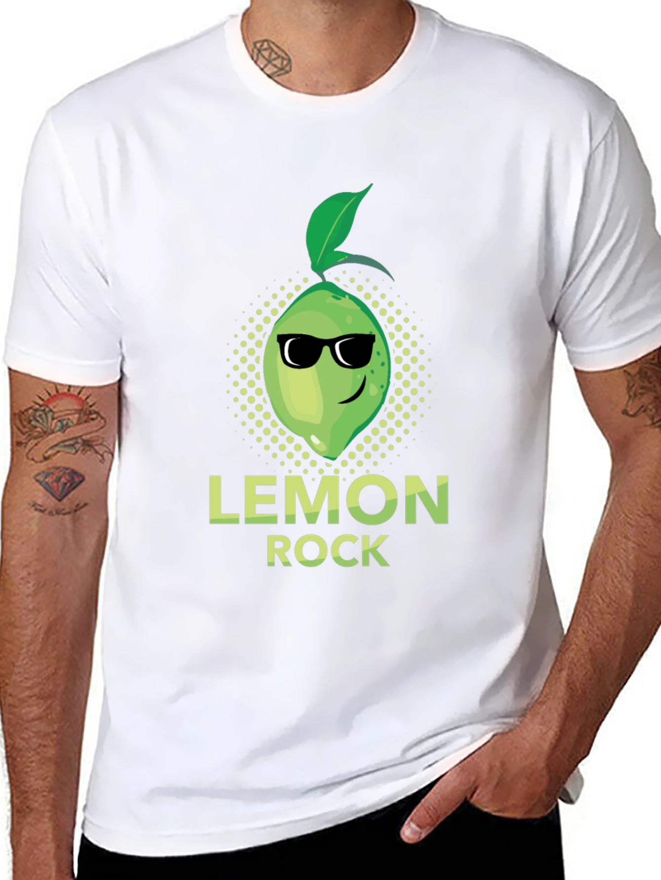 Black Lemon Rock Graphic Tee - Cool Fruit Design T-Shirt view 8