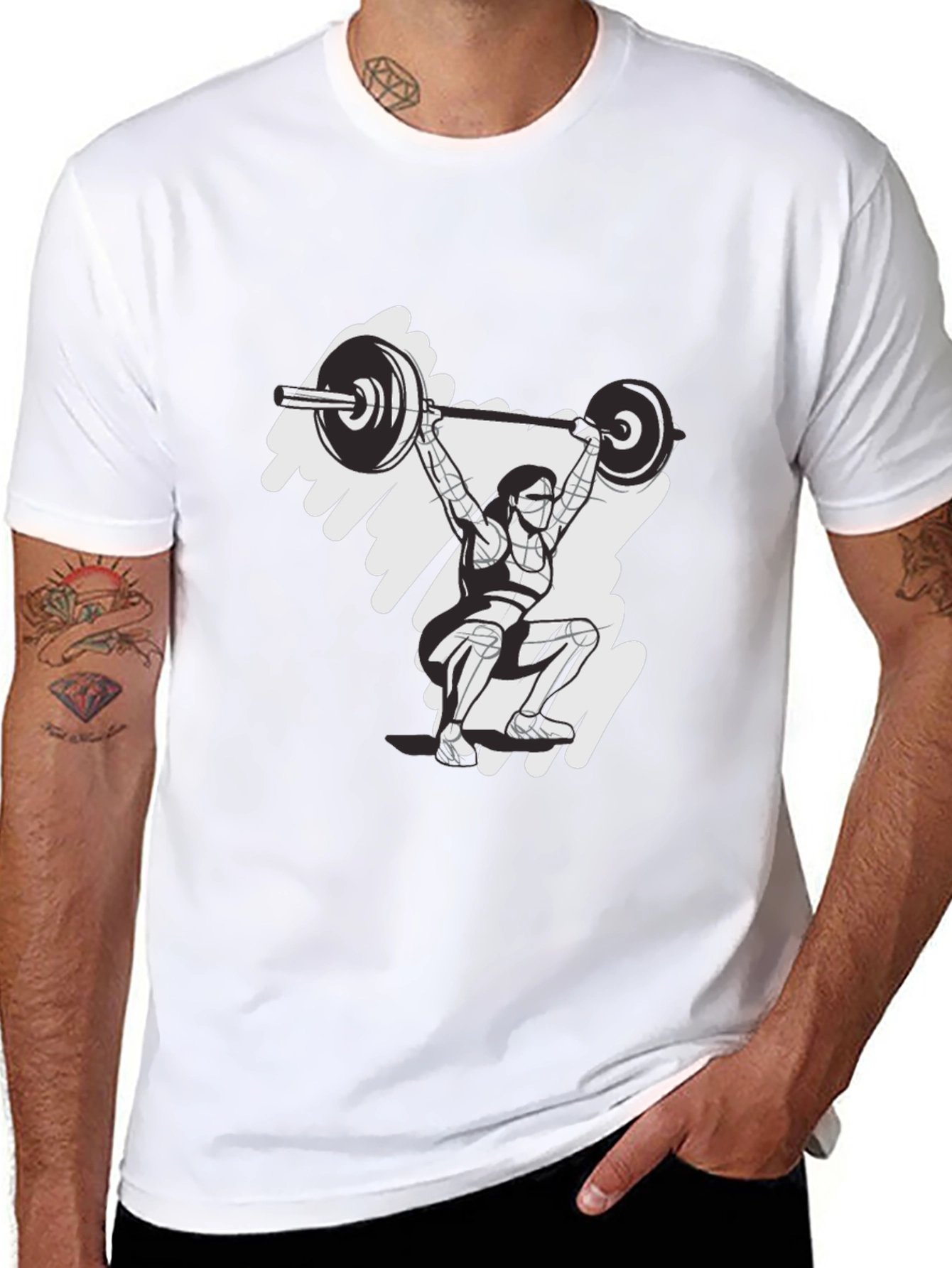 Black Weightlifting Woman Graphic T-Shirt - Black view 8