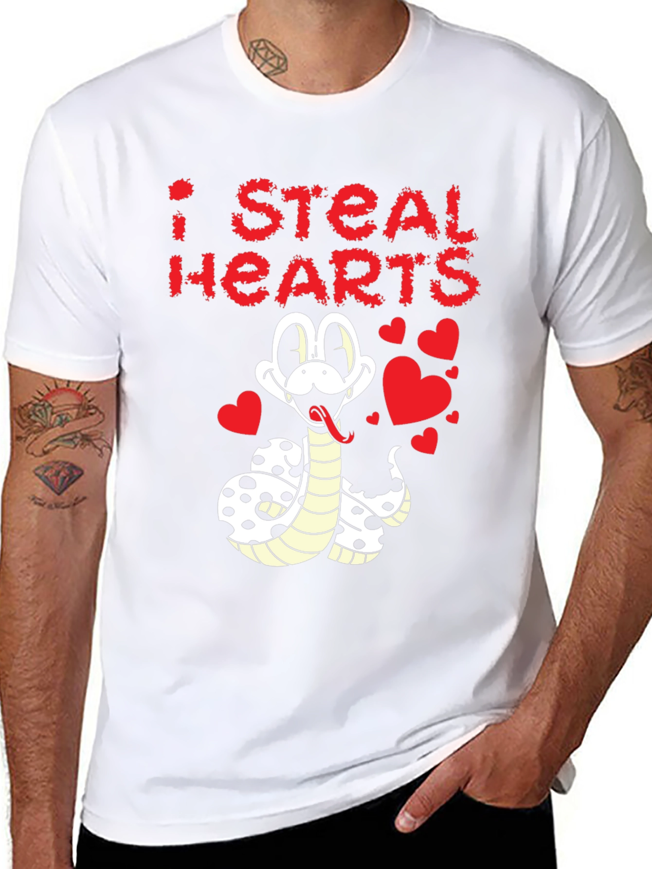 Black I Steal Hearts Snake Graphic Tee view 8