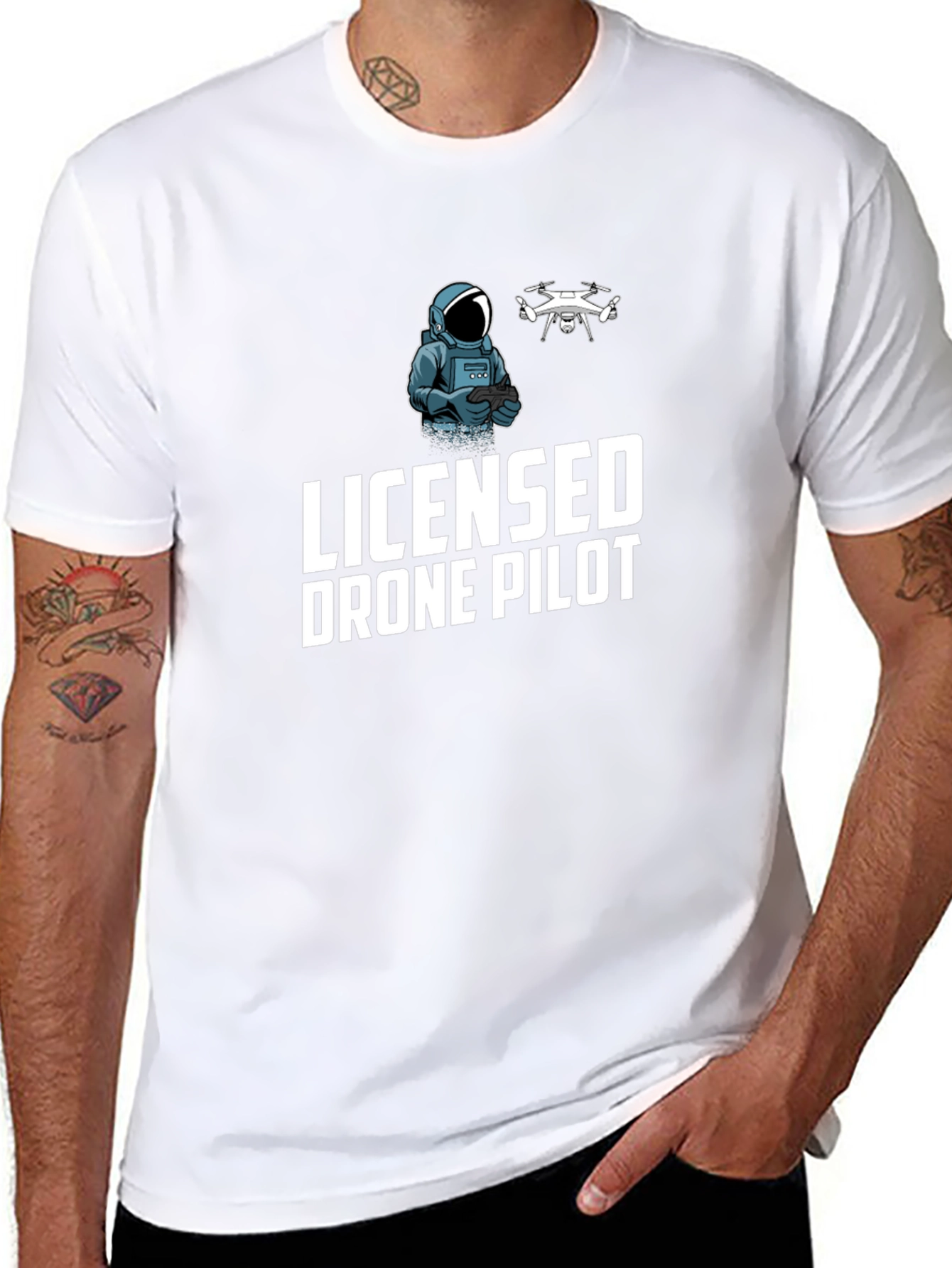 Black Licensed Drone Pilot Graphic T-Shirt view 8