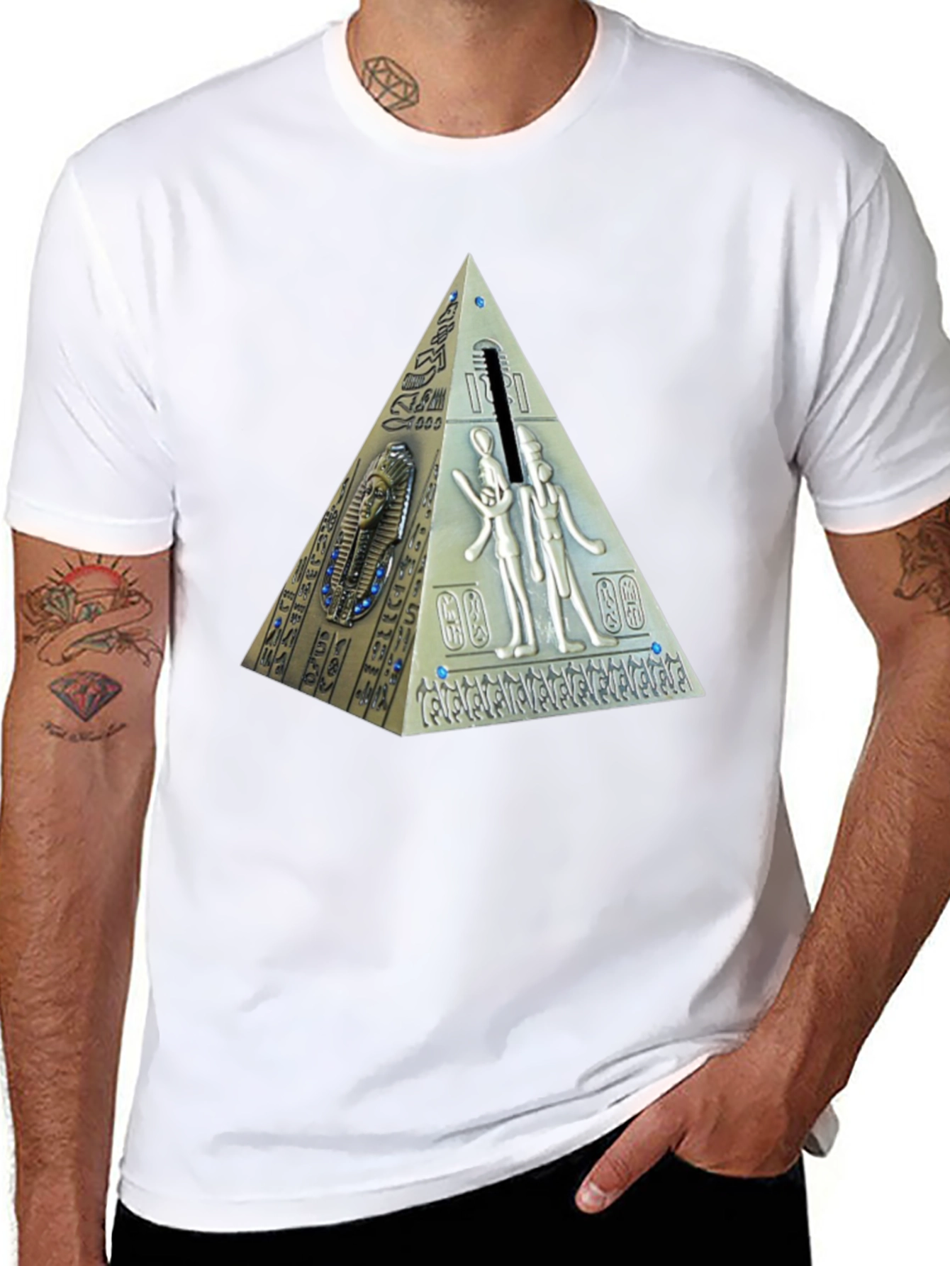 Black Egyptian Pyramid Graphic T-Shirt - Black view 8