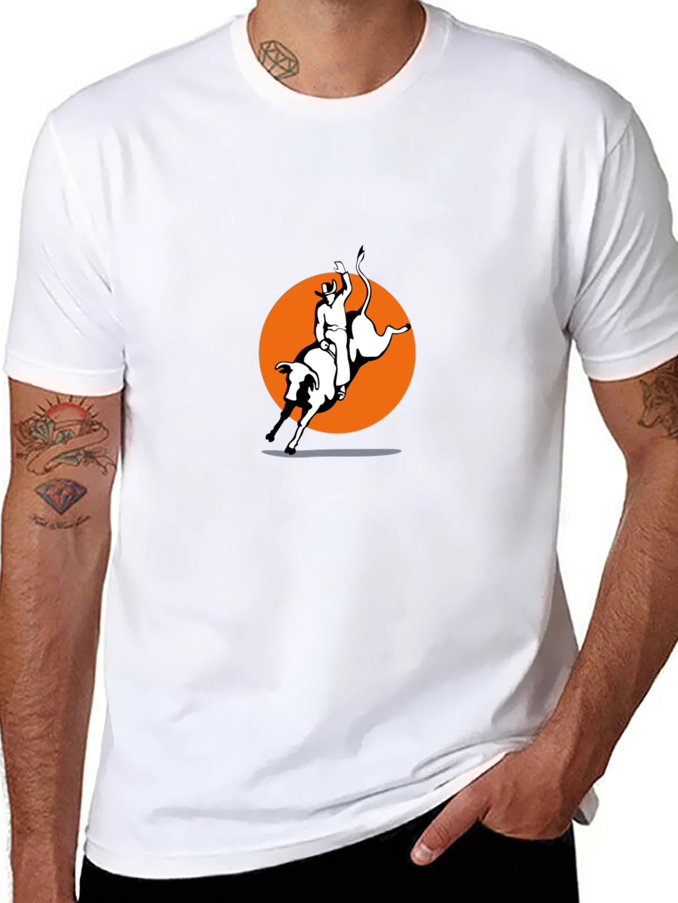 Black Bull Riding Graphic Tee - Cowboy Style view 8