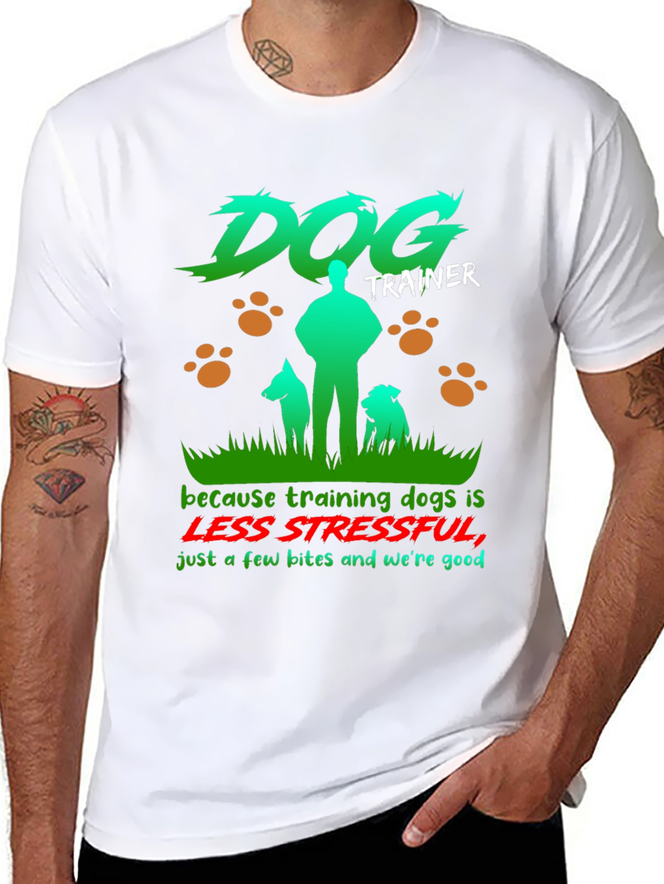 Black Dog Trainer T-Shirt - Less Stressful Funny Graphic Tee view 8