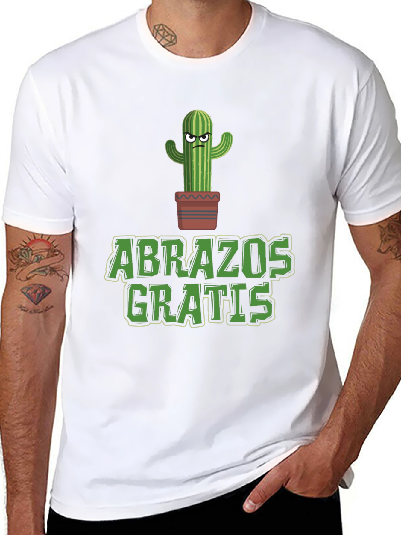 Black Funny Cactus 'Abrazos Gratis' Graphic T-Shirt view 8