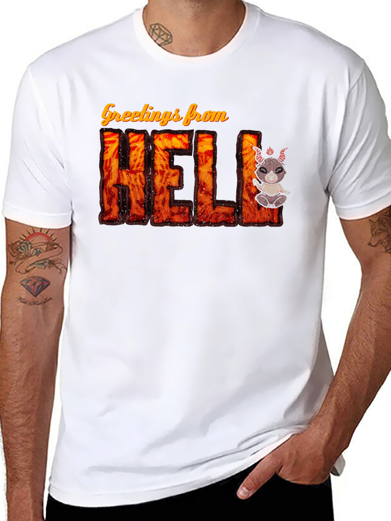 Black Greetings From Hell T-Shirt view 8