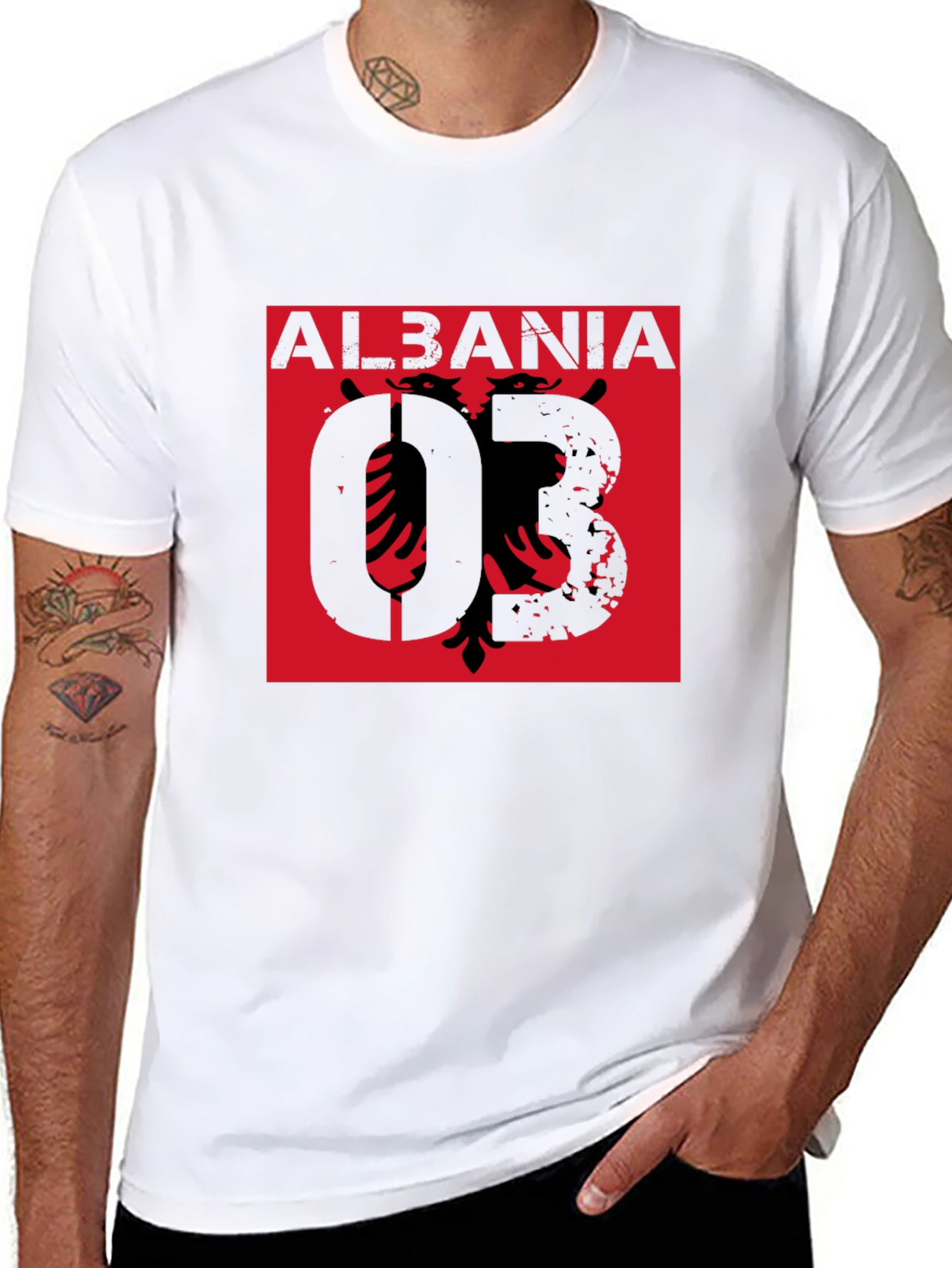 Black Albania Eagle Graphic T-Shirt - Black Short Sleeve Tee view 8