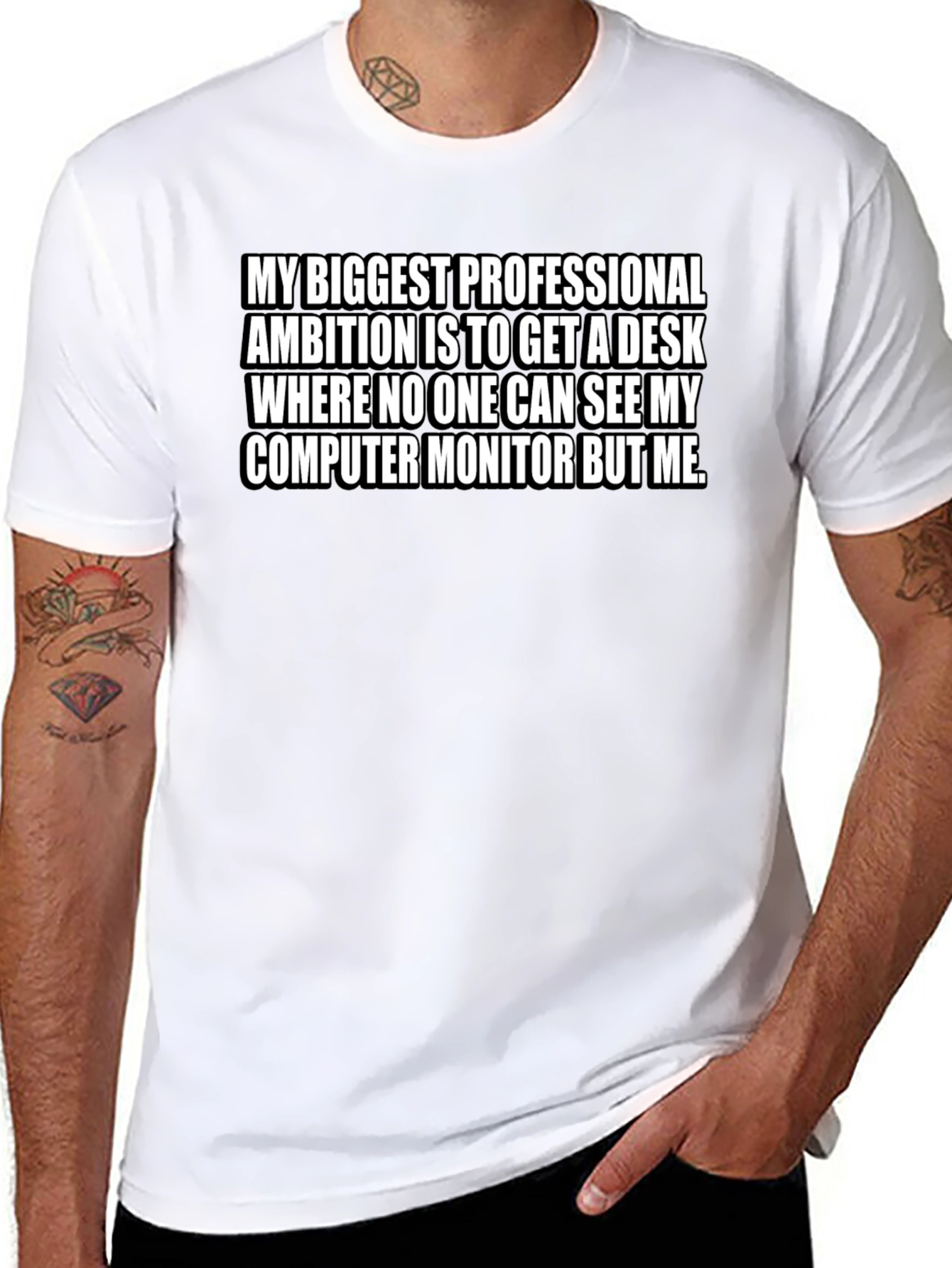 Black Funny Desk Ambition T-Shirt view 8
