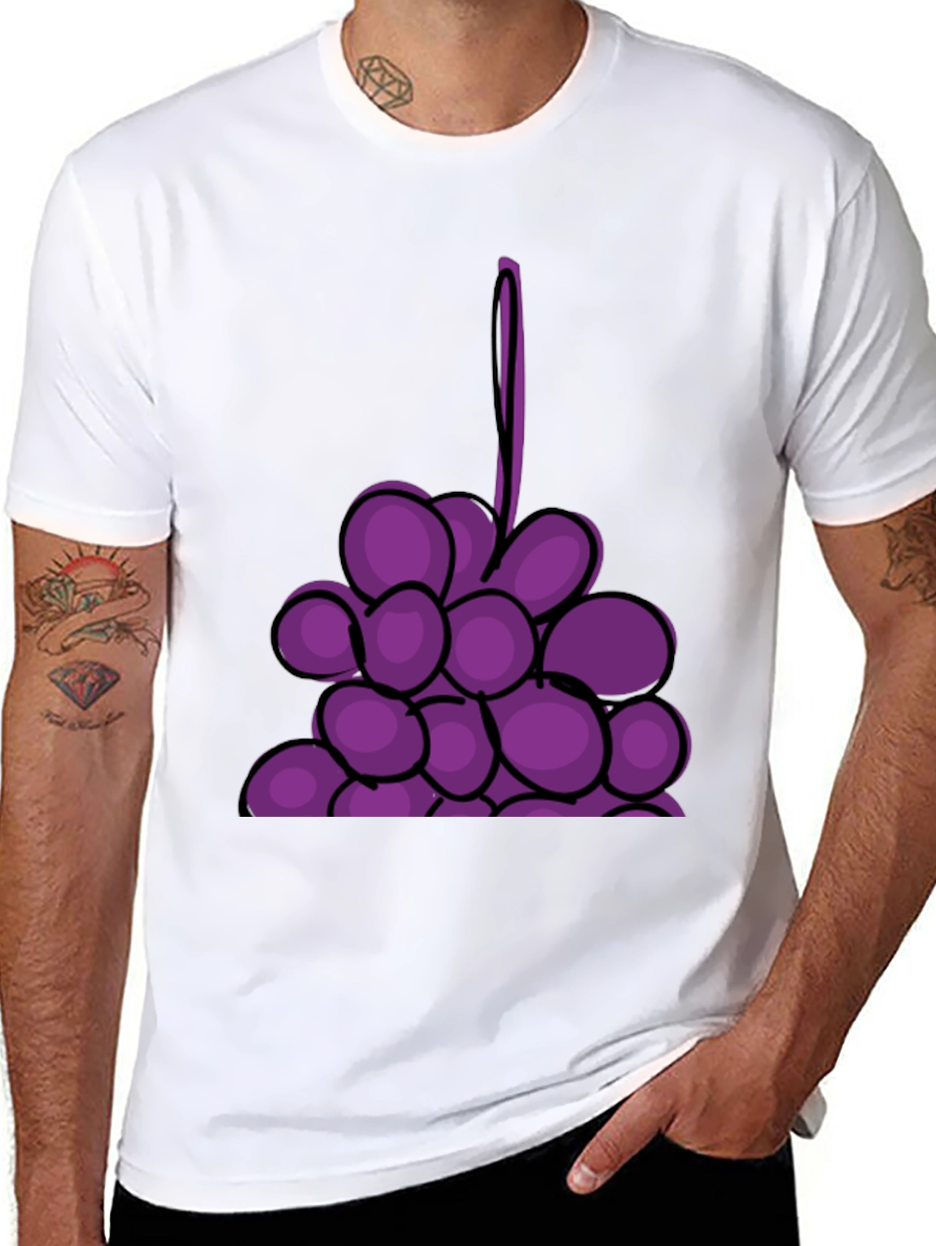 Black Grape Graphic Black T-Shirt - Fruit Lover's Tee view 8