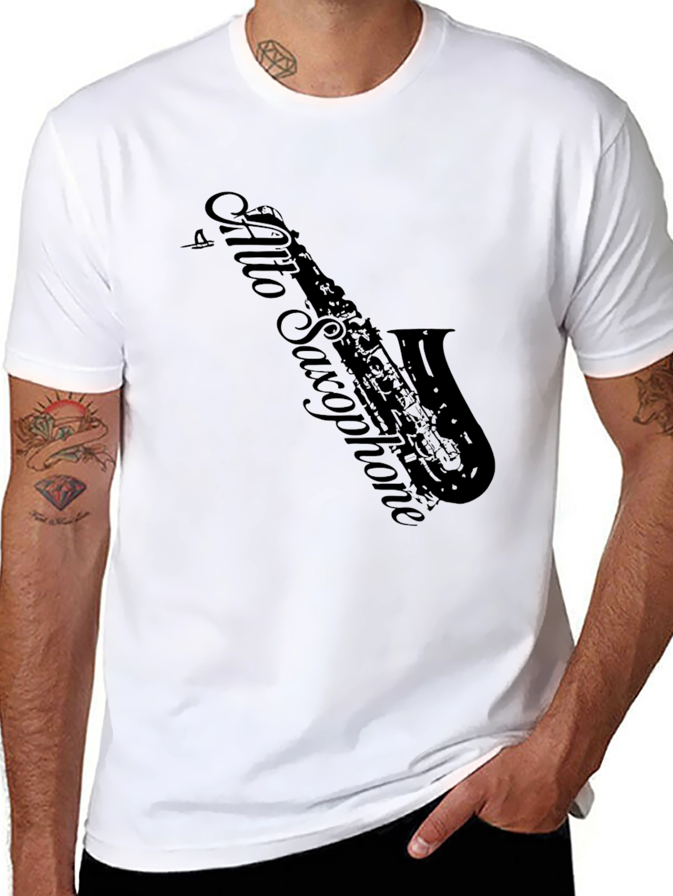 Black Alto Saxophone Graphic T-Shirt - Musician Tee view 8