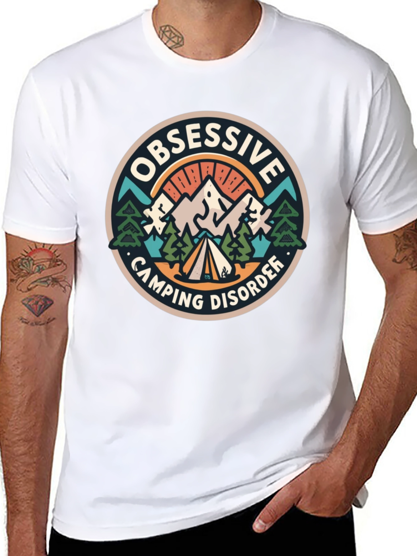 Black Obsessive Camping Disorder Black T-Shirt view 8