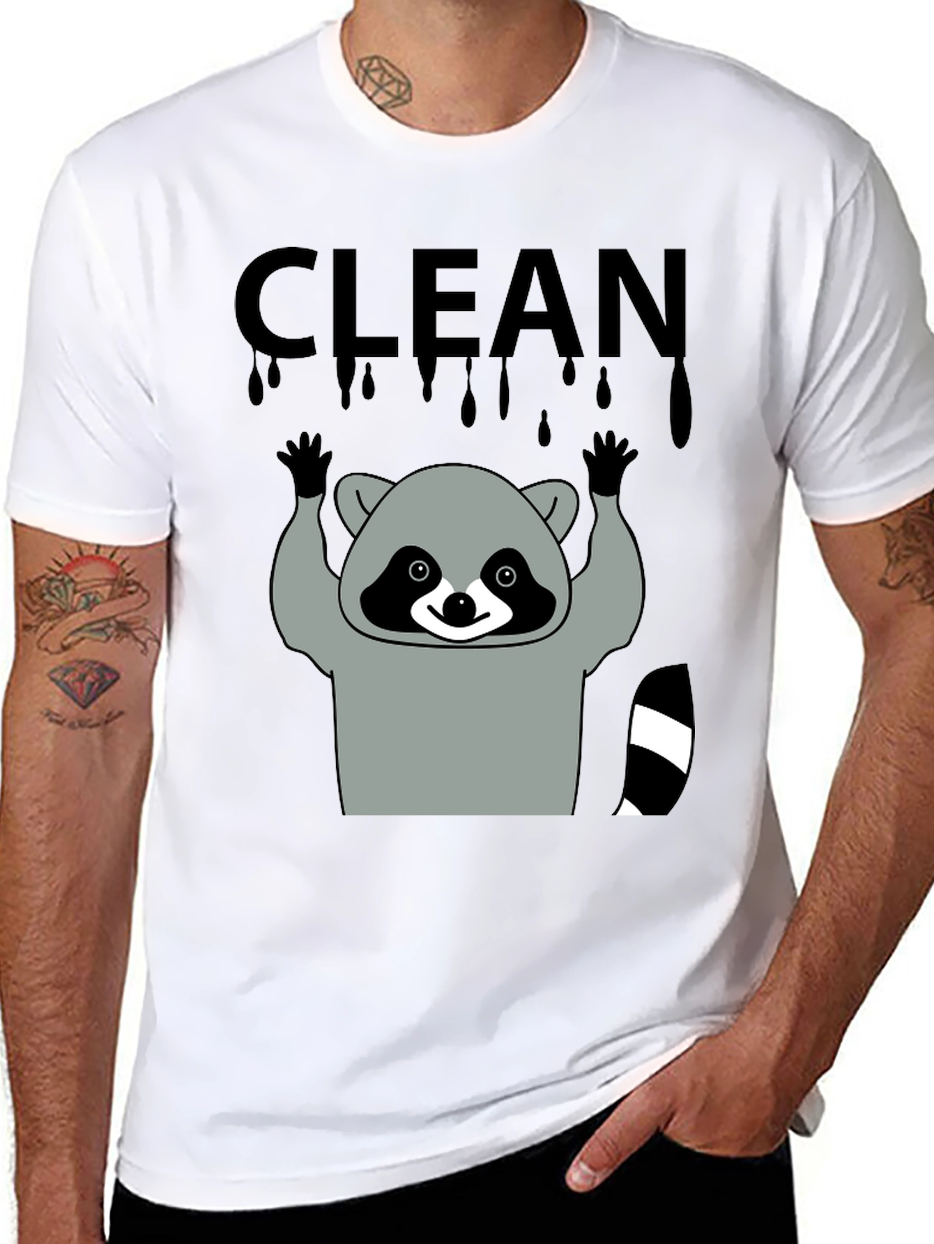 Black Clean Raccoon Graphic Tee view 8