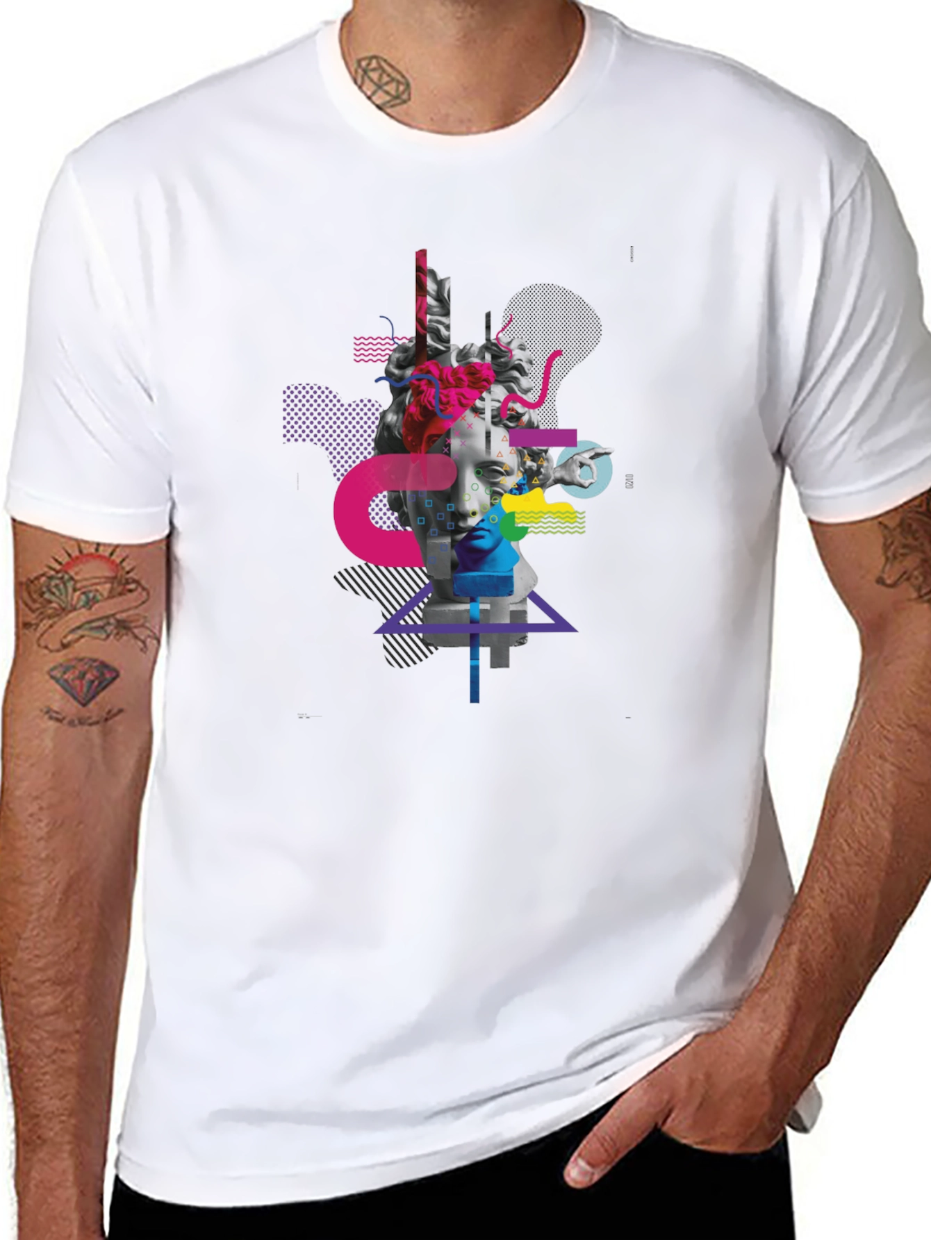 Black Abstract Statue Graphic Tee - Modern Art Shirt view 8