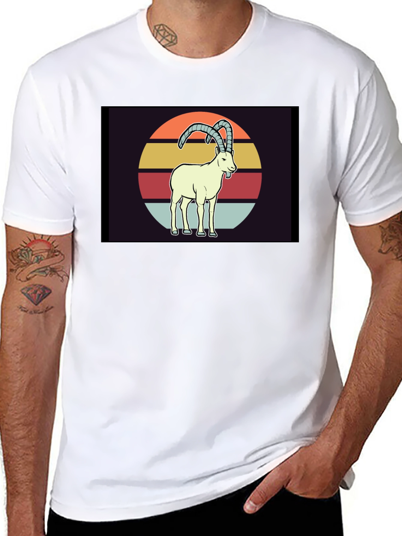 Black Retro Ibex T-Shirt - Vintage Style Goat Tee view 8
