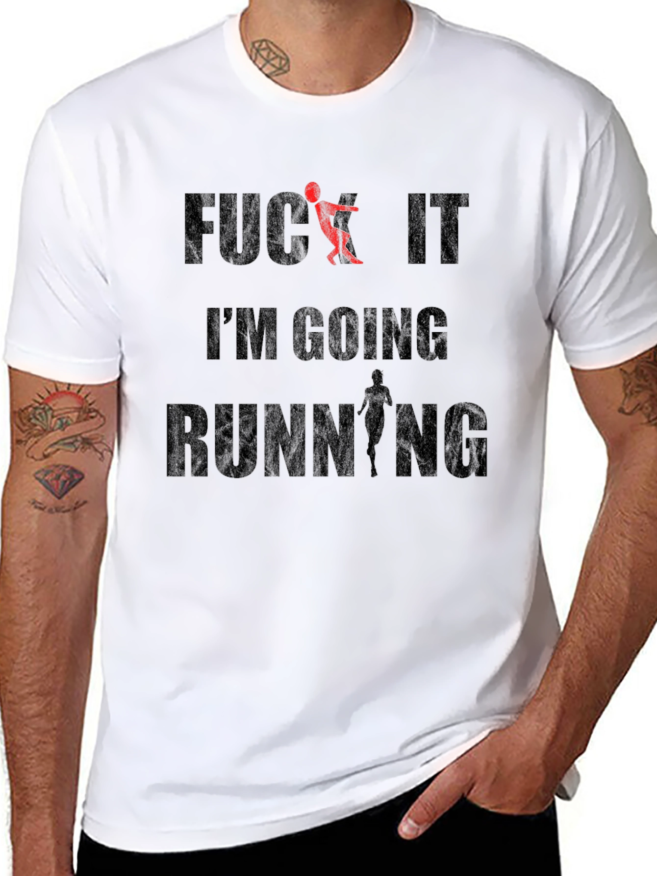 Black Funny Running T-Shirt - "F*ck It, I'm Going Running" view 8