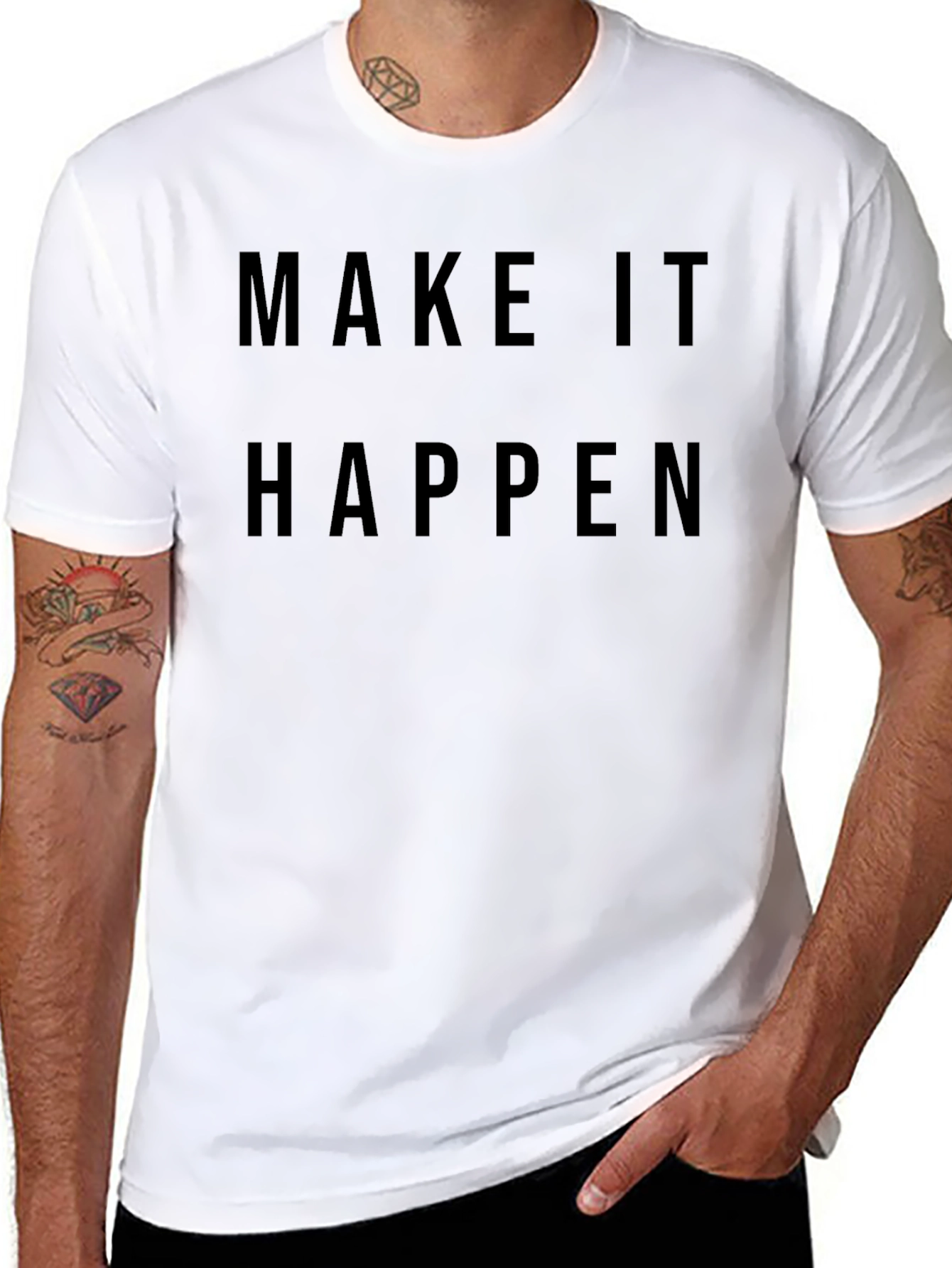 Black Make it Happen Motivational Graphic Tee - Black view 8