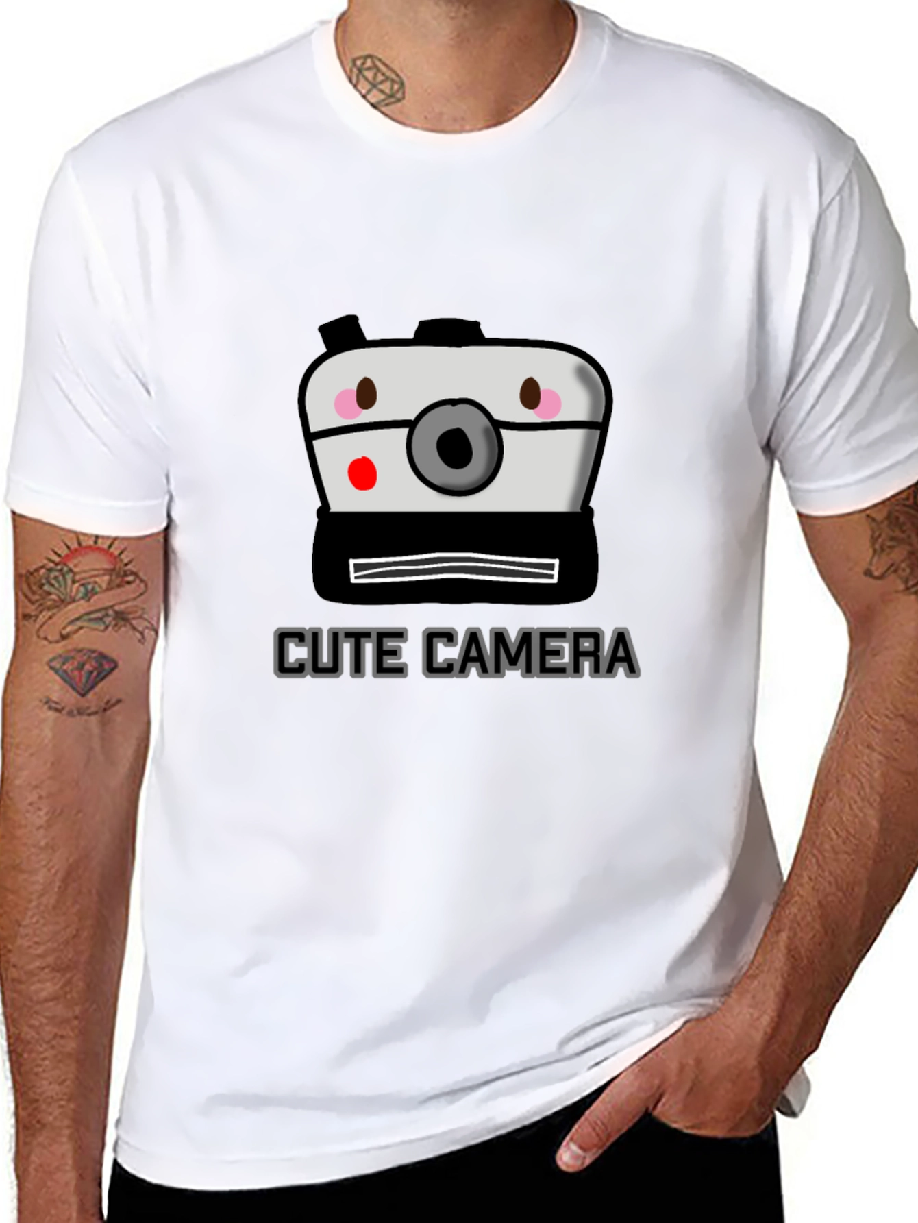 Black Cute Camera Graphic Tee - Fun Photo Shirt view 8