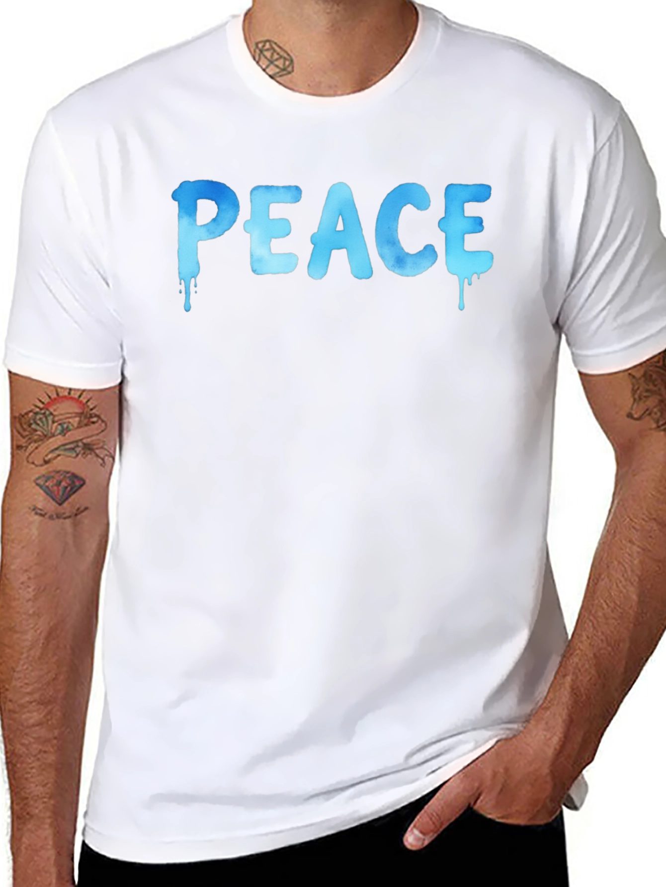Black Peace Drip Graphic T-Shirt - Cool Casual Tee view 8