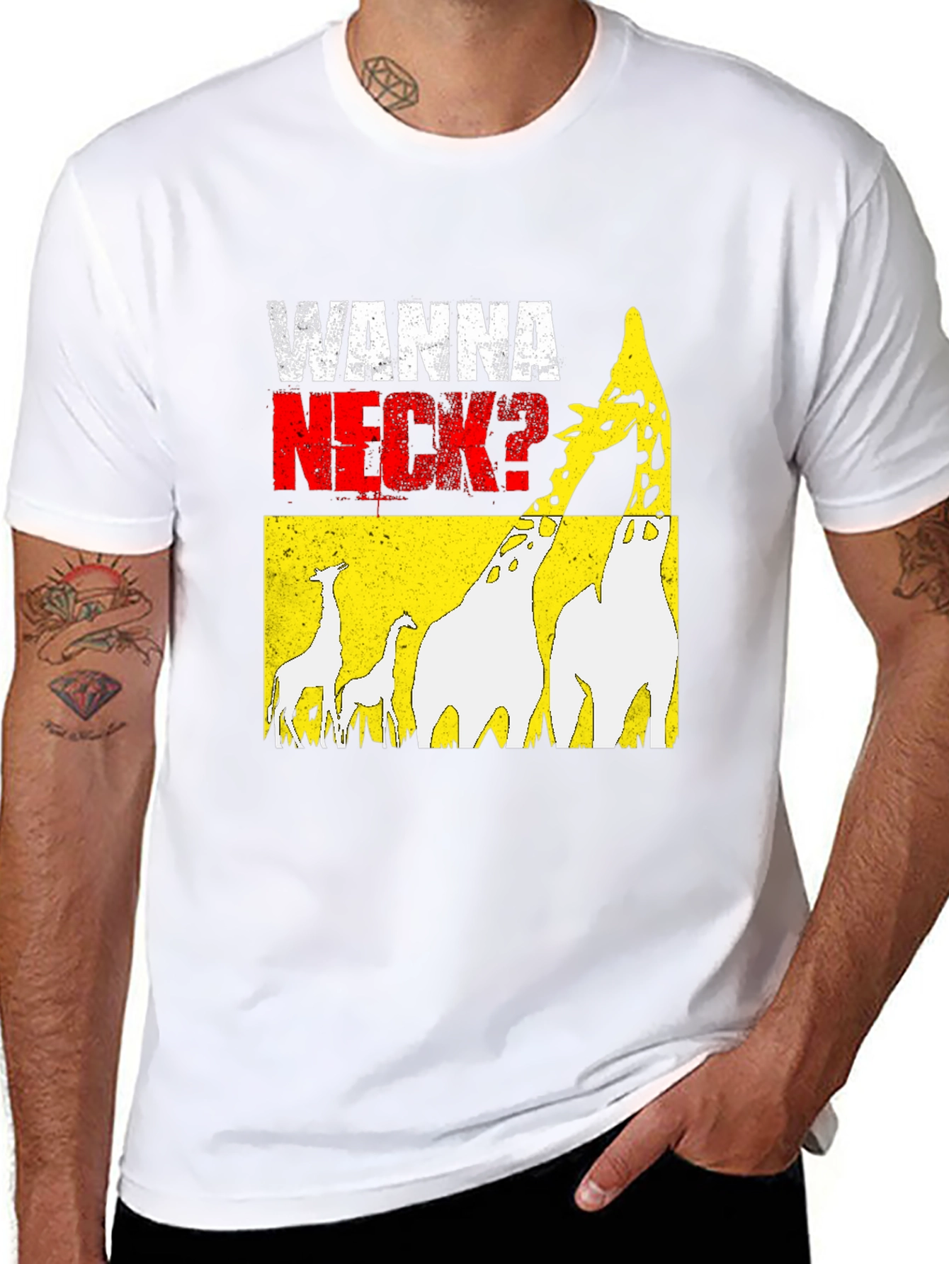 Black Wanna Neck? Giraffe Graphic Print Tee view 8