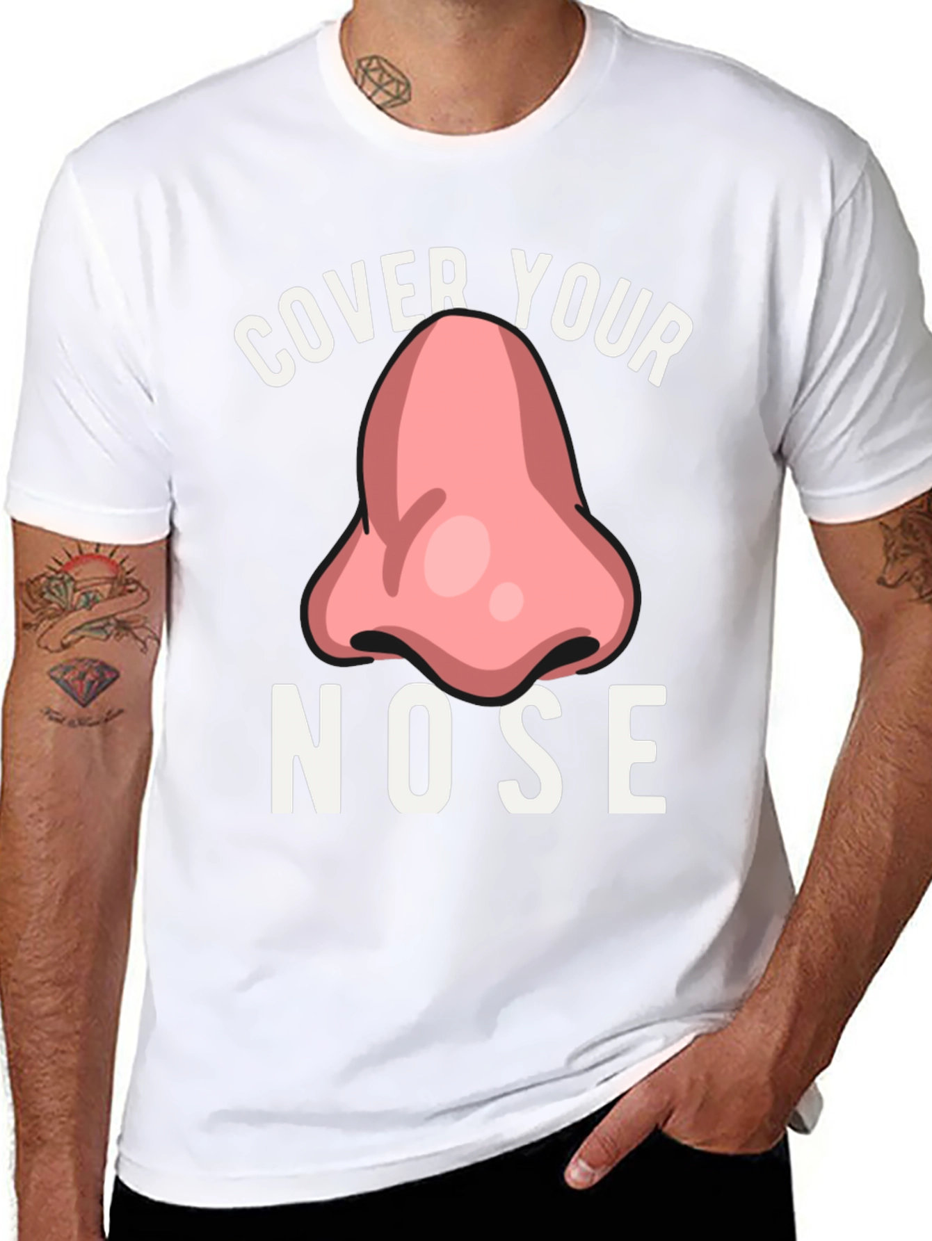 Black Cover Your Nose Graphic Tee - Funny T-Shirt view 8