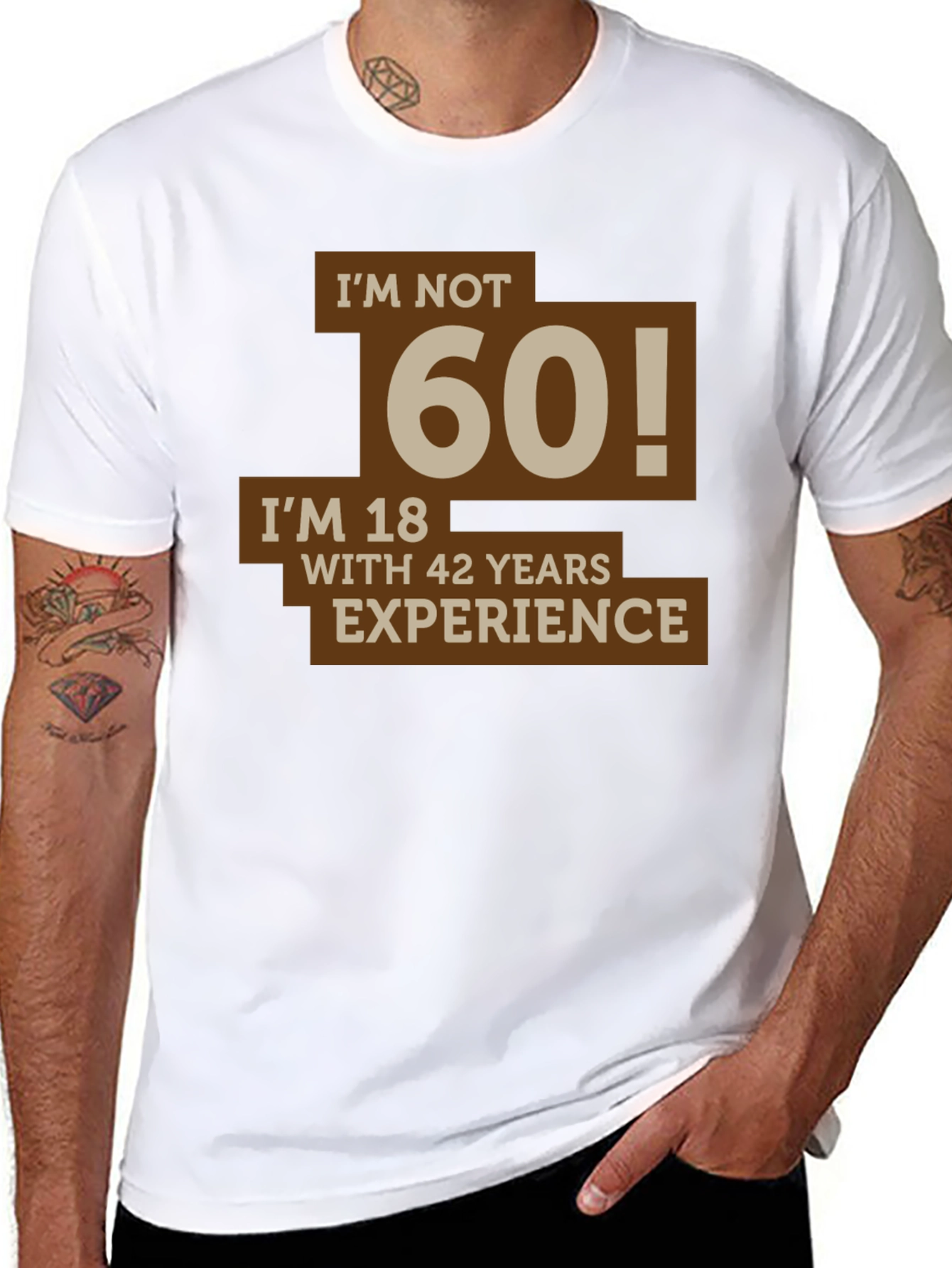 Black Funny I'm Not 60 Men's T-Shirt view 8
