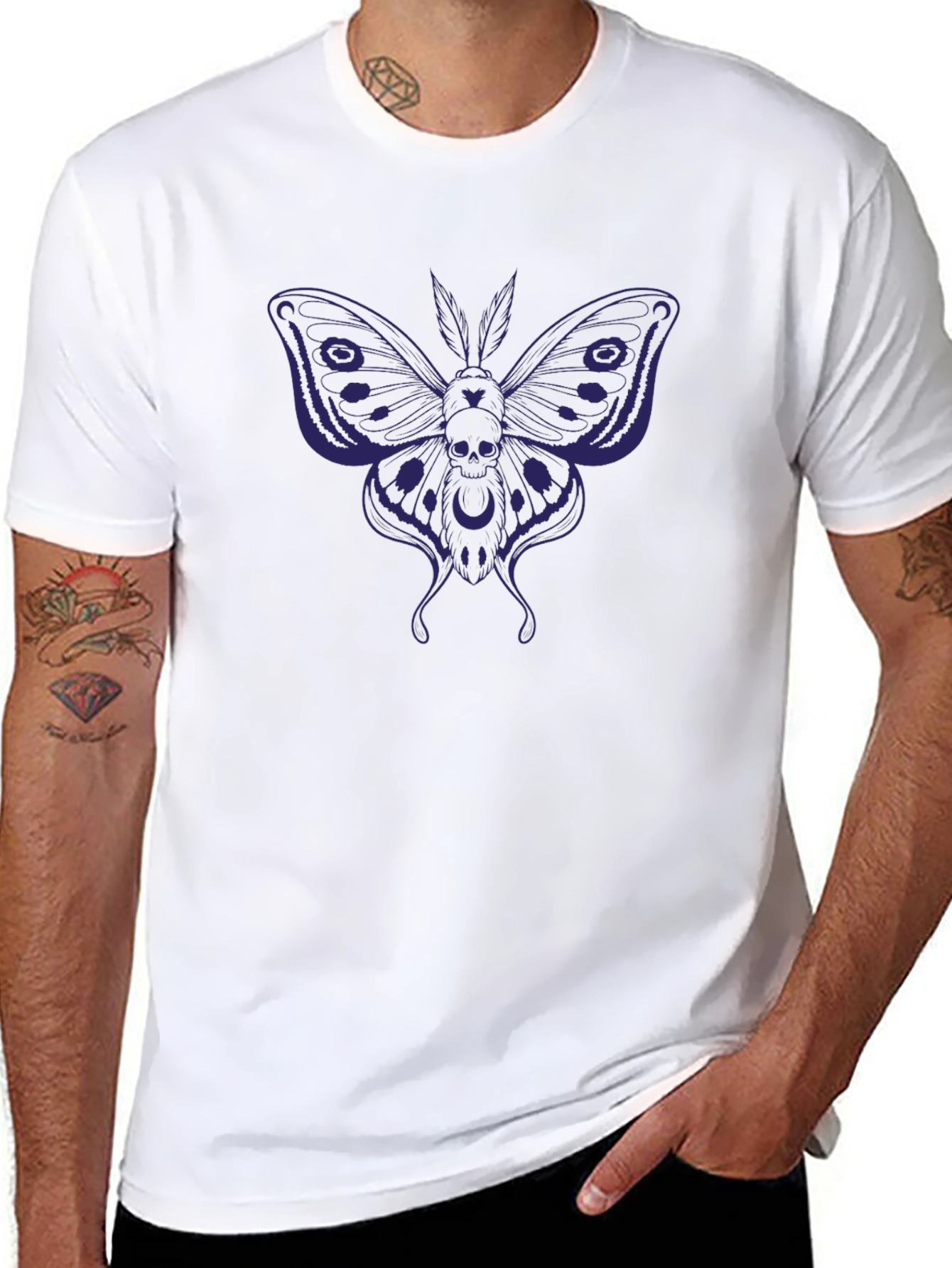 Black Skull Moth Graphic T-Shirt - Dark Gothic Style view 8