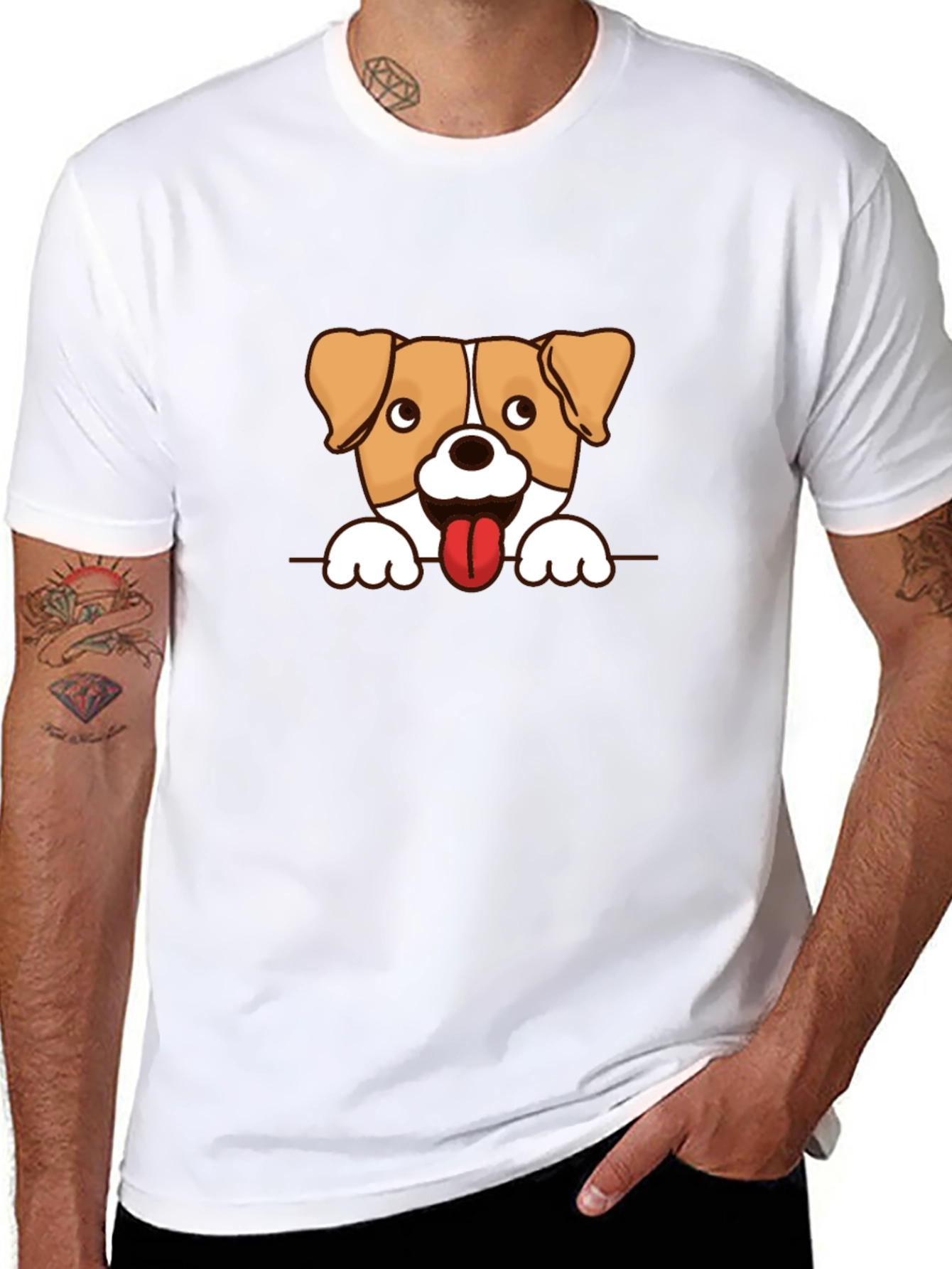 Black Cute Dog Graphic Tee - Black Short Sleeve T-Shirt view 8