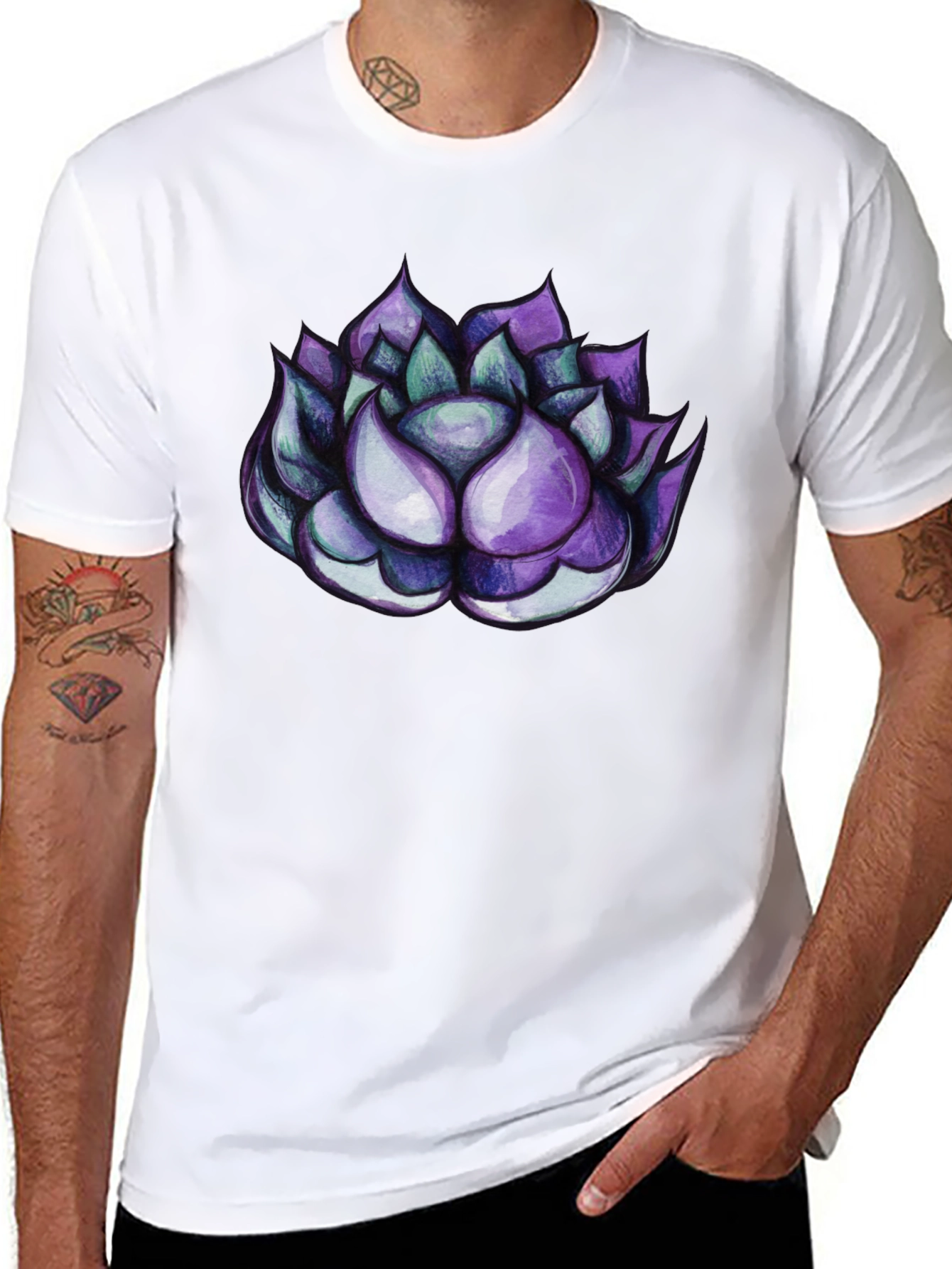 Black Succulent Graphic Tee - Cool Plant Lover Shirt view 8