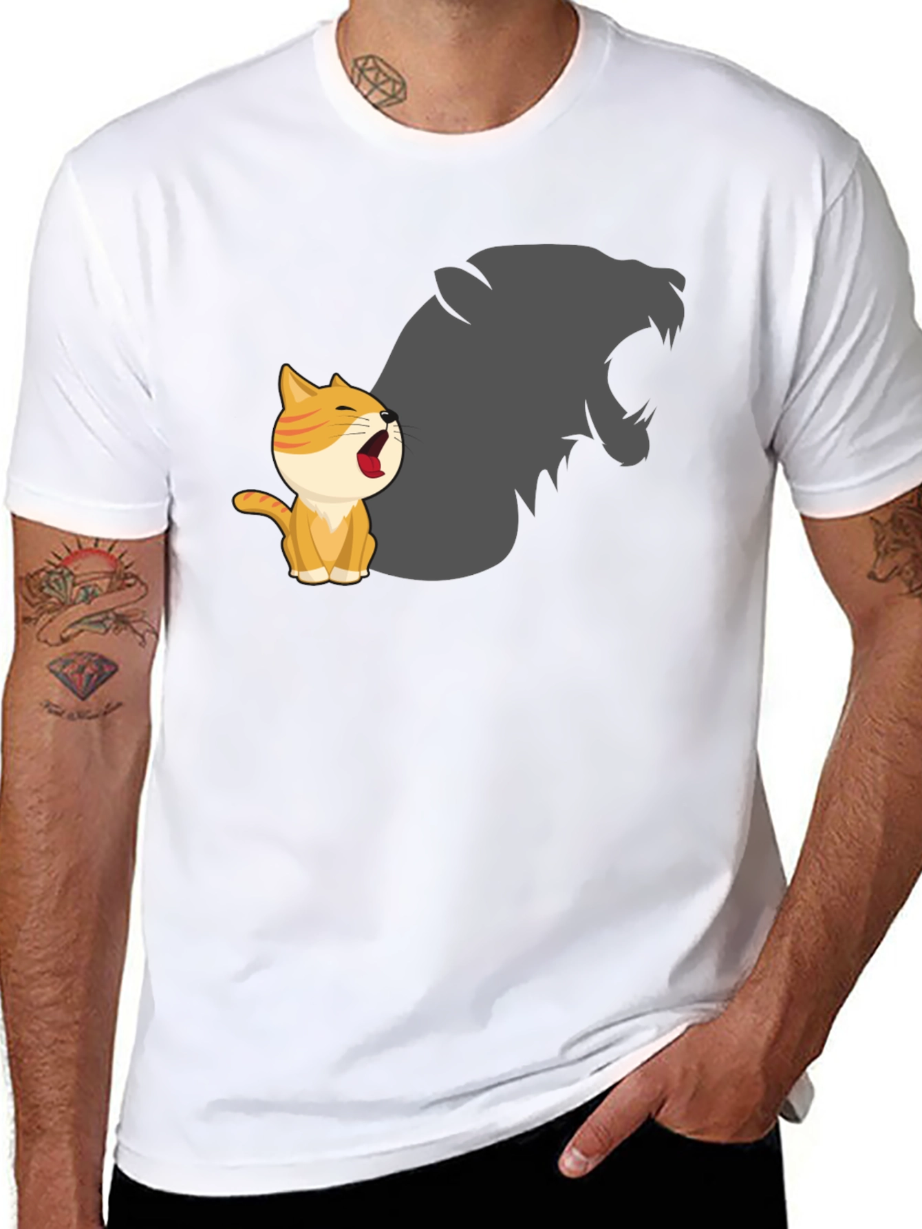Black Cute Kitten Roar Graphic T-Shirt view 8