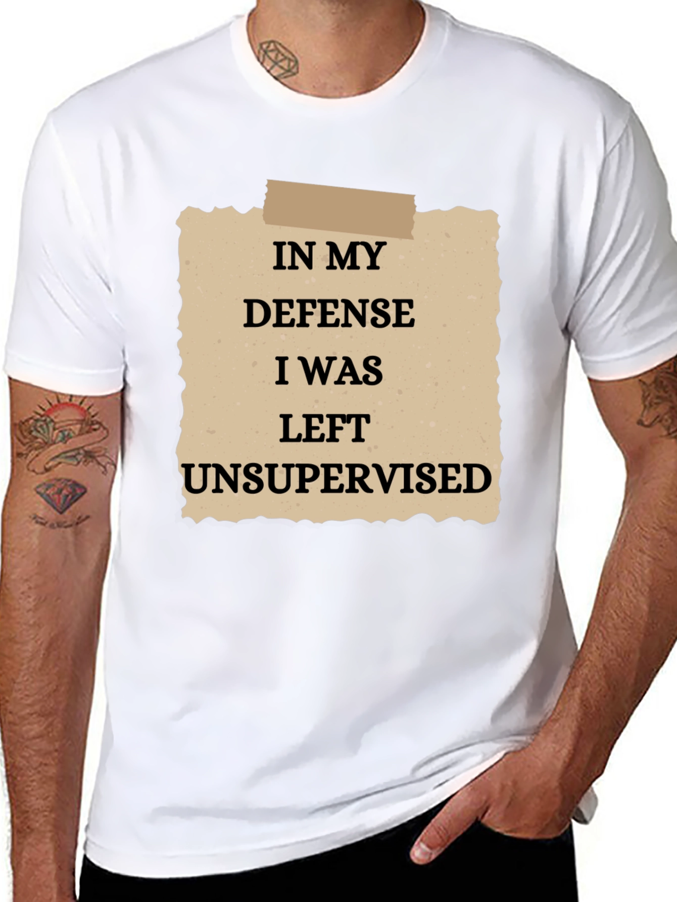 Black Funny "In My Defense" Graphic T-Shirt view 8