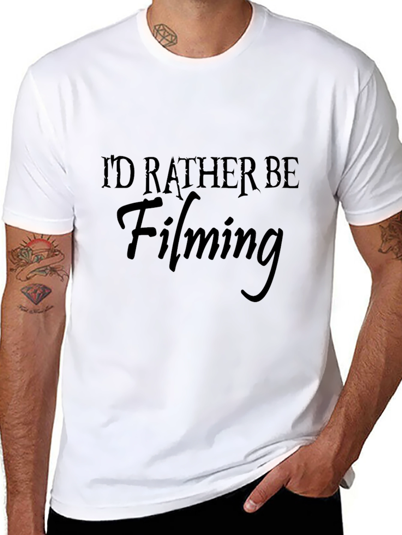 Black I'd Rather Be Filming Black T-Shirt view 8