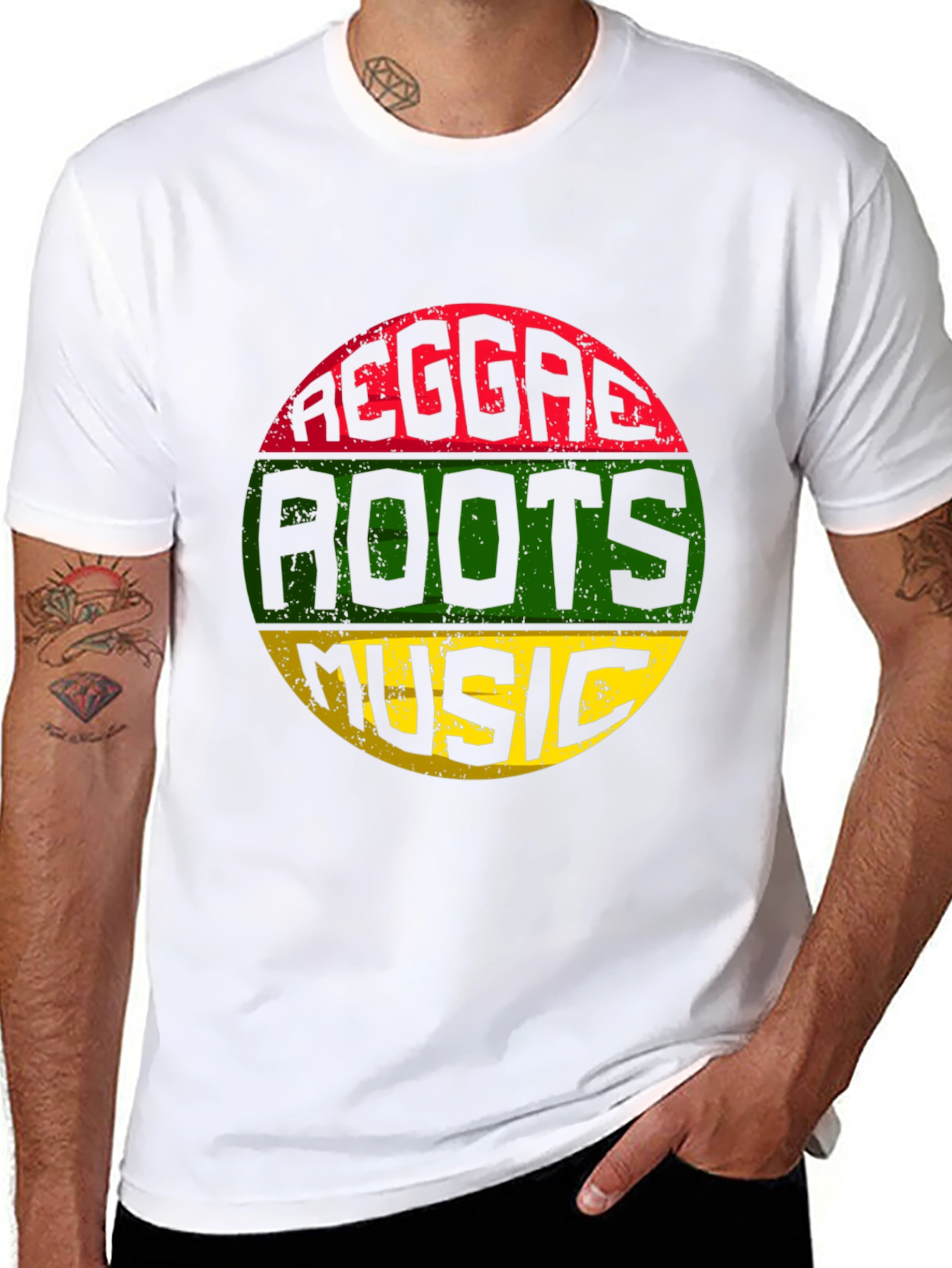Black Reggae Roots Music T-Shirt - Black view 8
