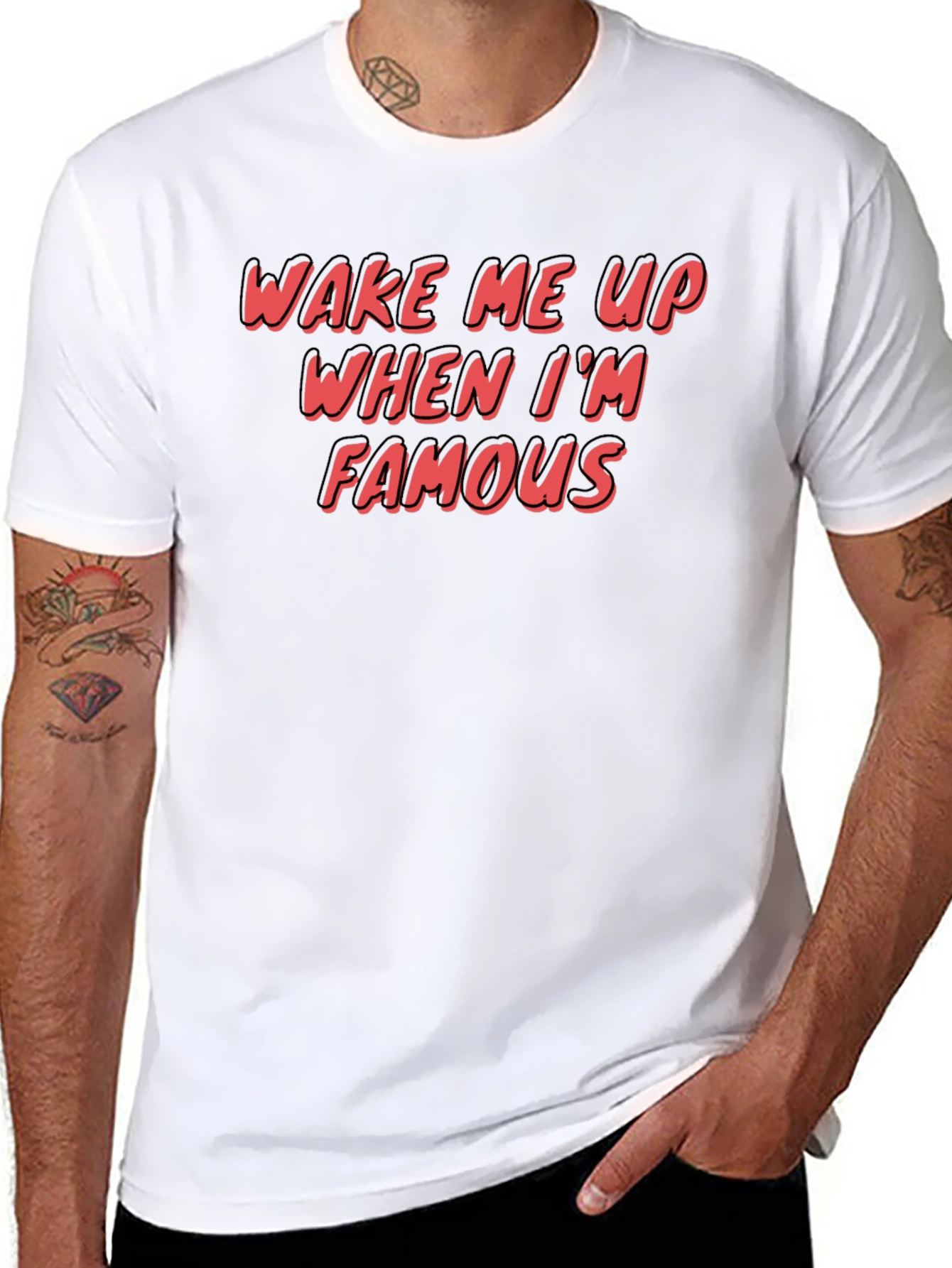 Black Wake Me Up When I'm Famous Graphic T-Shirt view 8