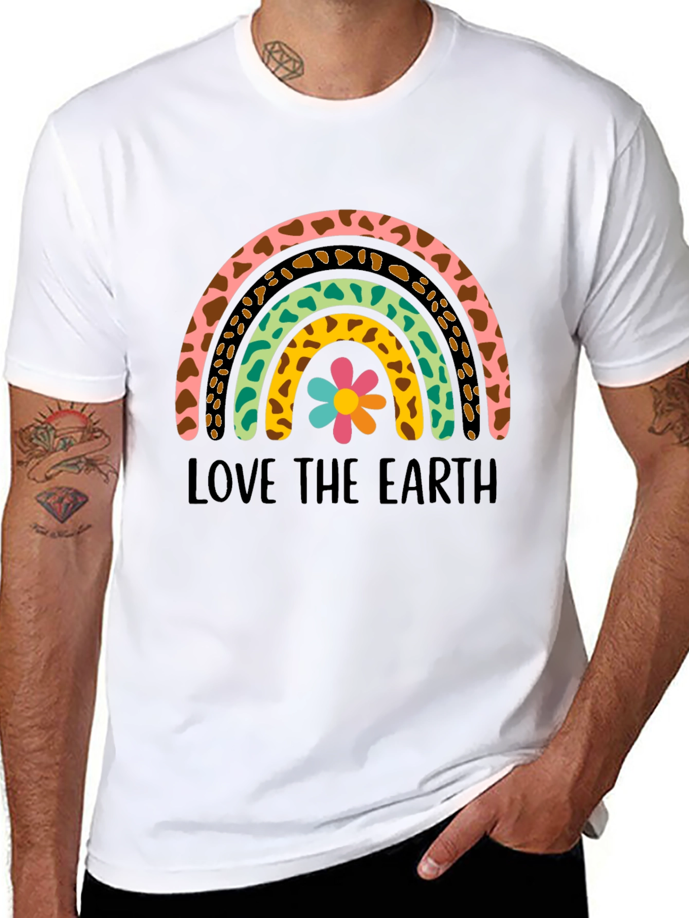 Black Love the Earth Rainbow Graphic Tee - Unisex view 8