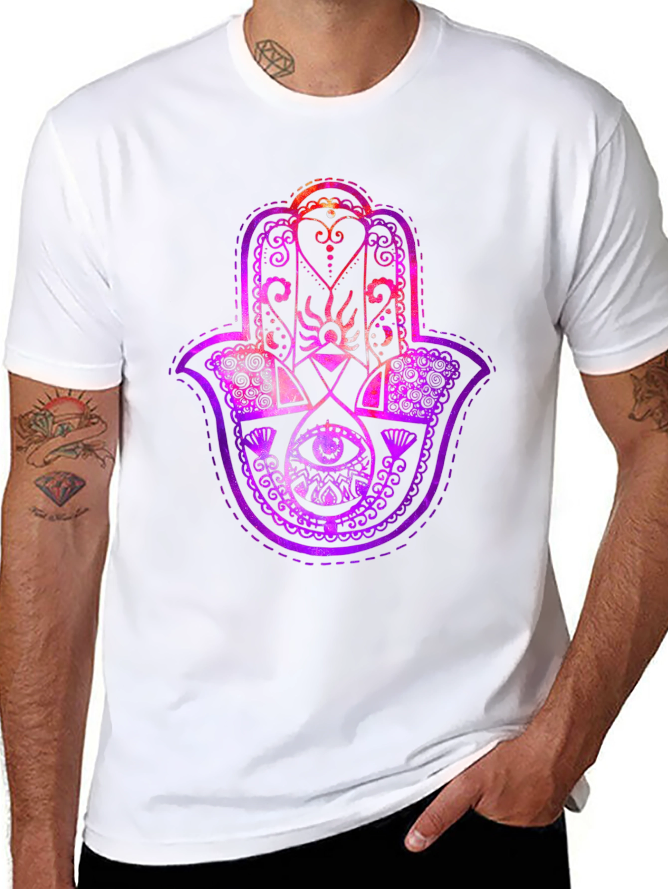Black Hamsa Hand Graphic Tee - Spiritual Protection T-Shirt view 8