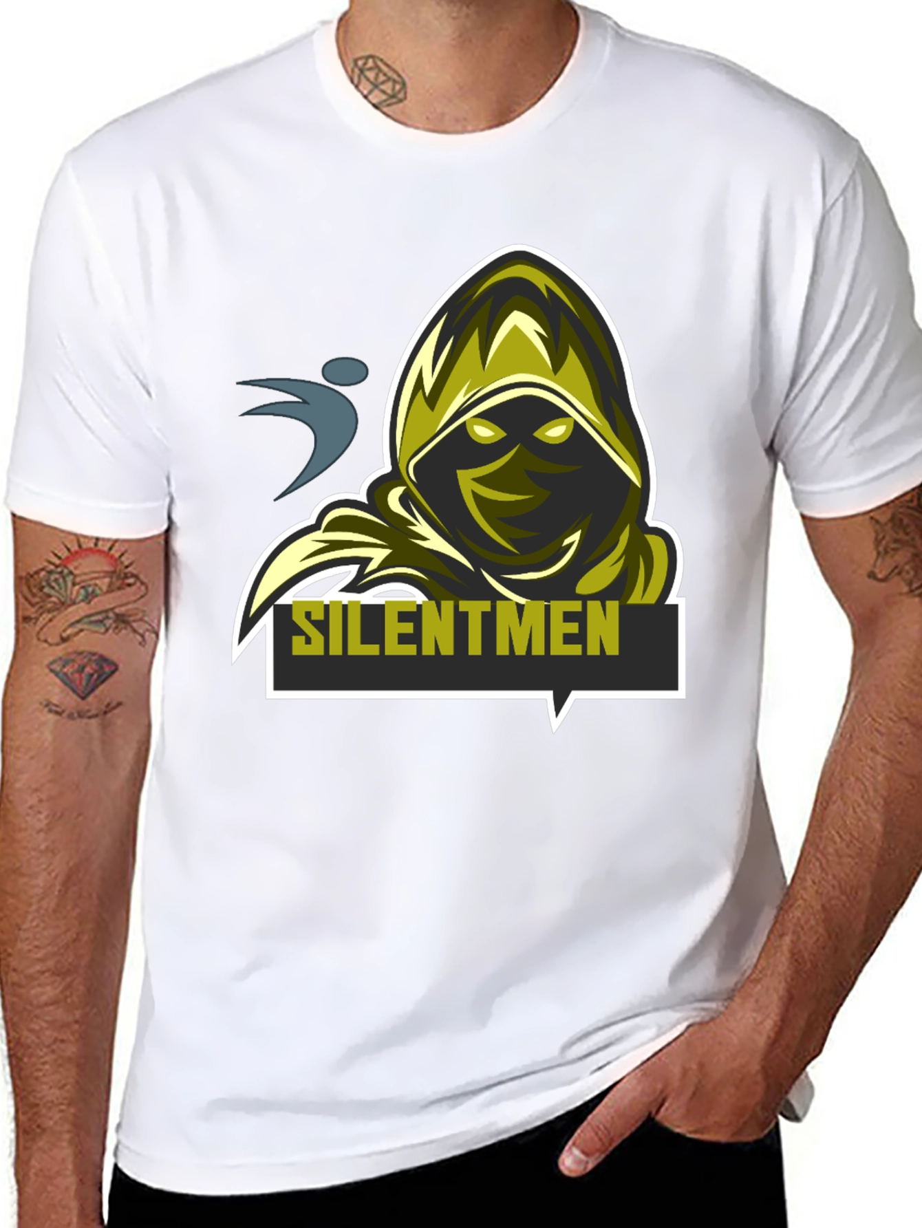 Black Silentmen Graphic Black T-Shirt - Gamer Style view 8