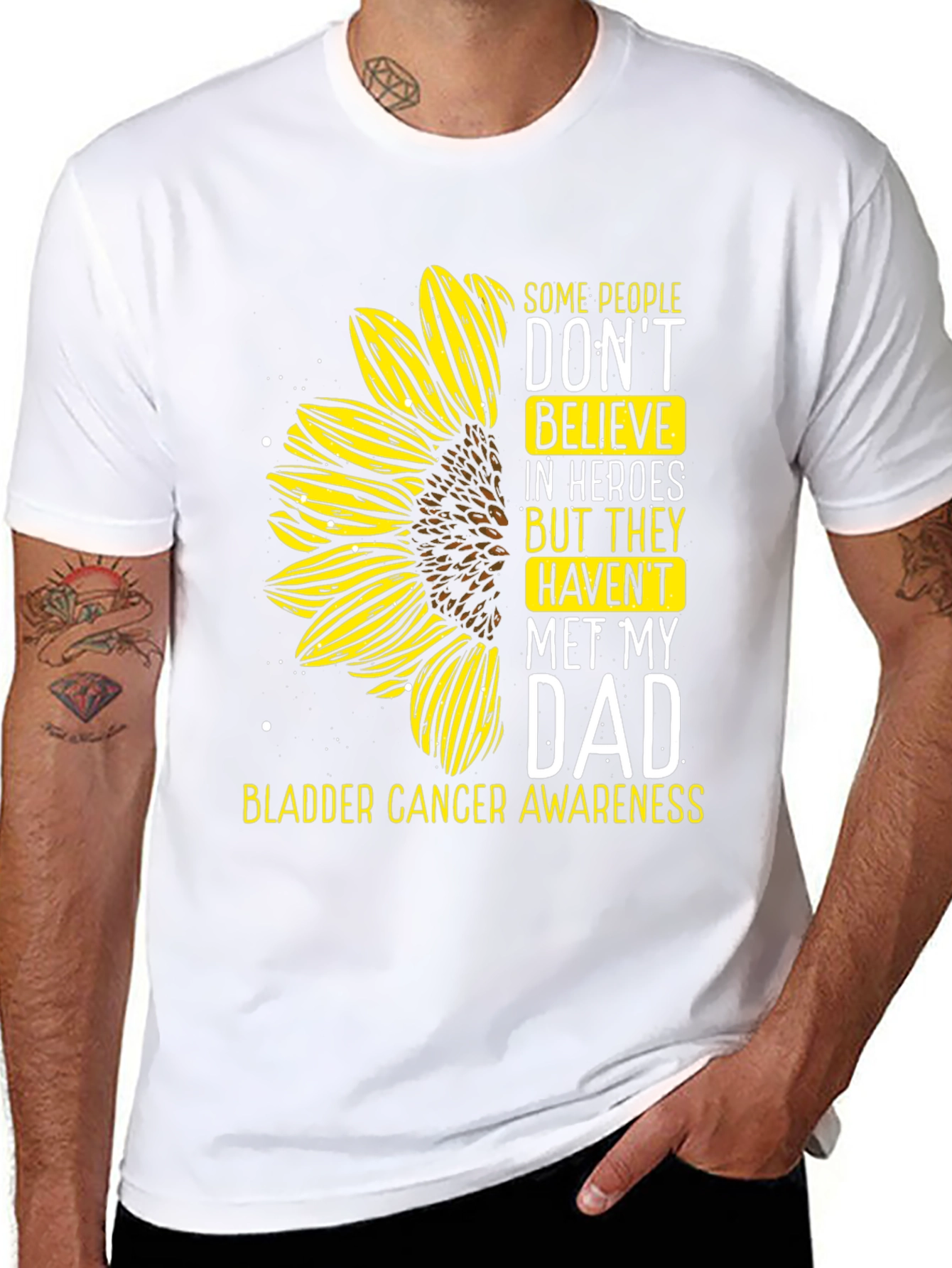 Bladder Cancer Awareness Sunflower T-Shirt - 8