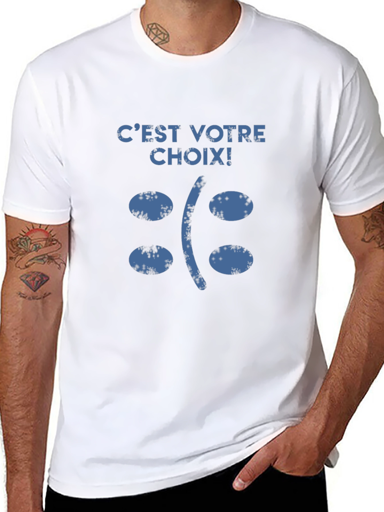 C'est Votre Choix Sad Face Graphic T-Shirt - 8