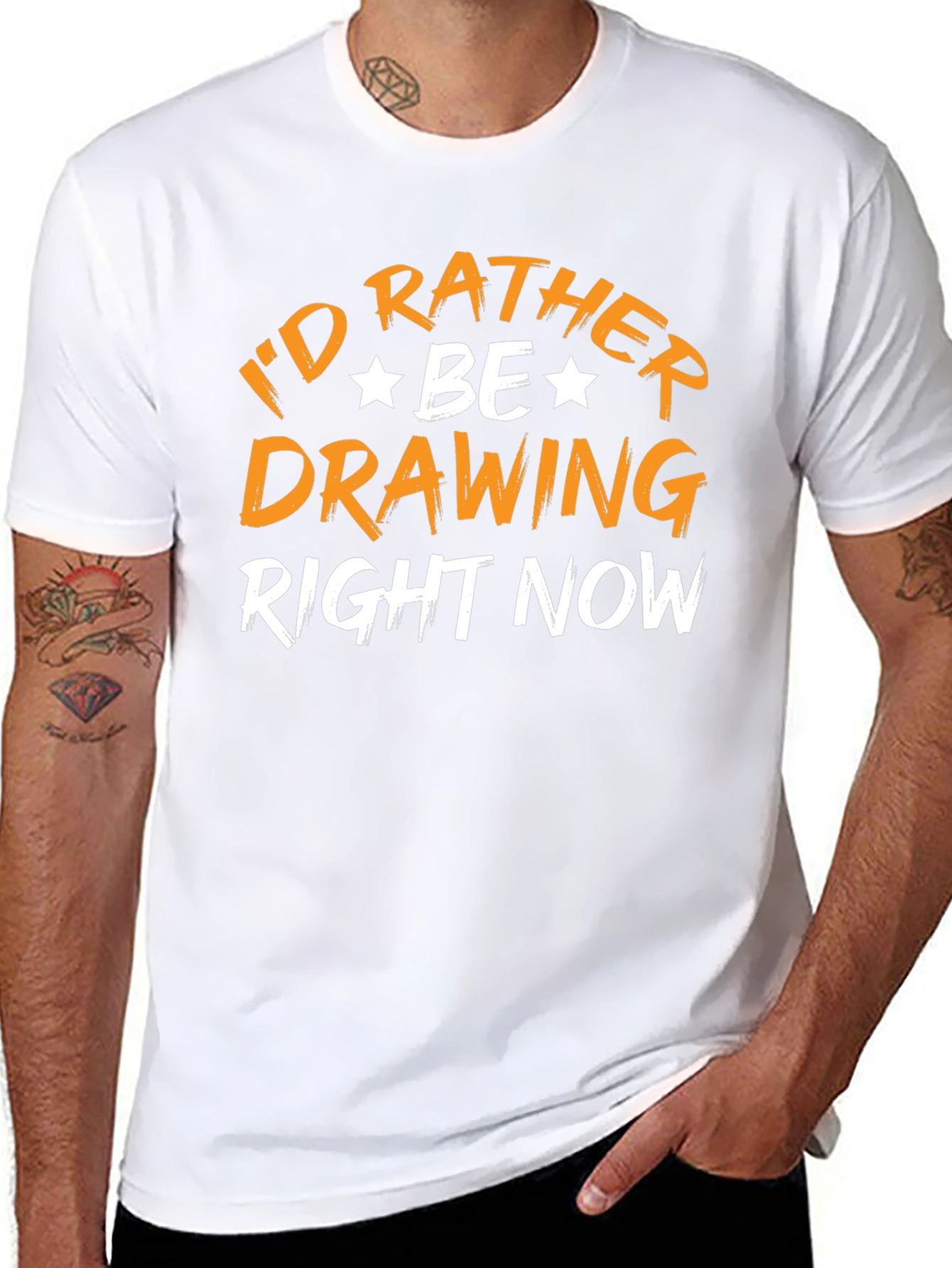 Black I'd Rather Be Drawing T-Shirt view 8