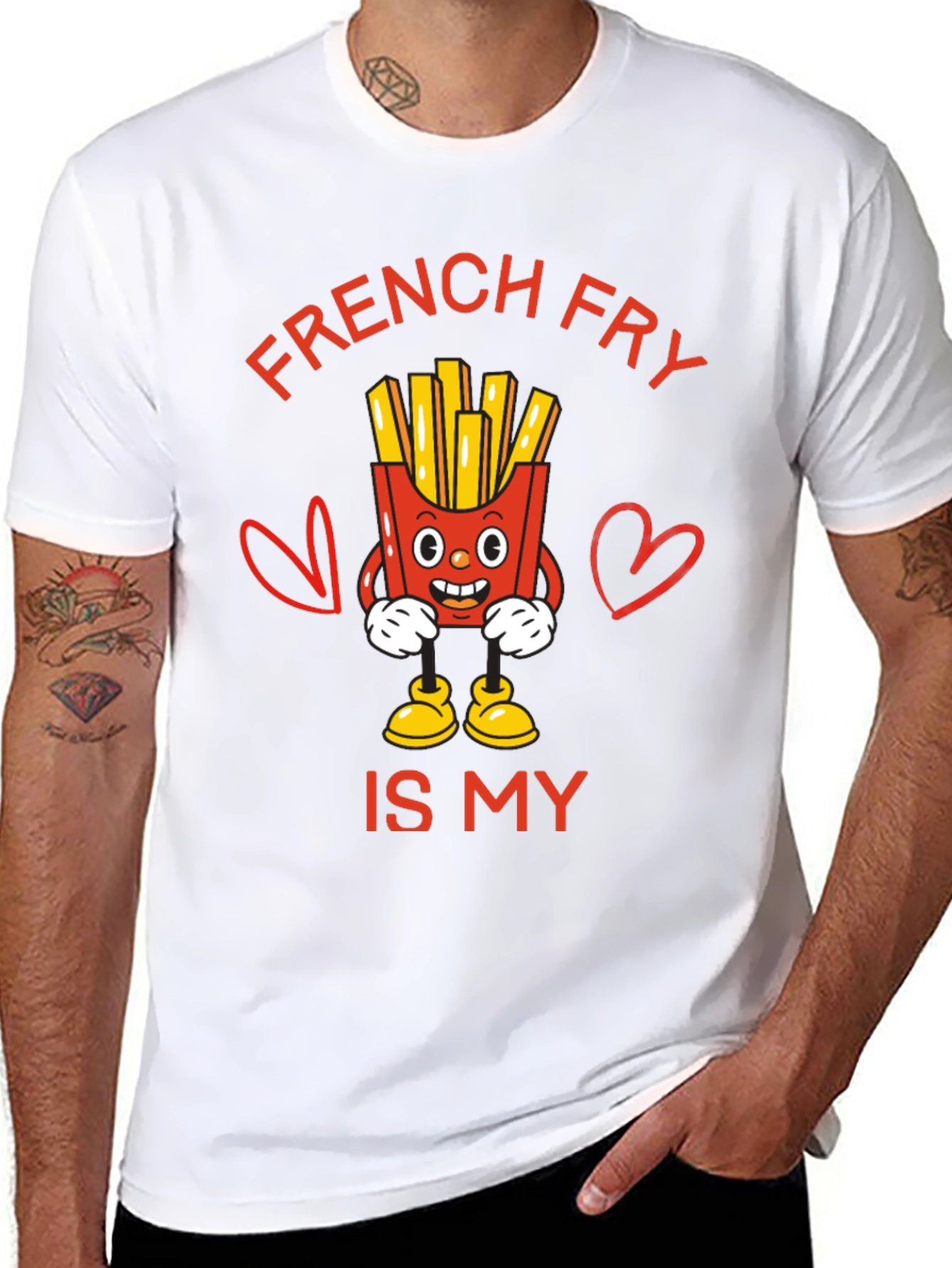 Black French Fry Is My Valentine Funny Graphic T-Shirt view 8
