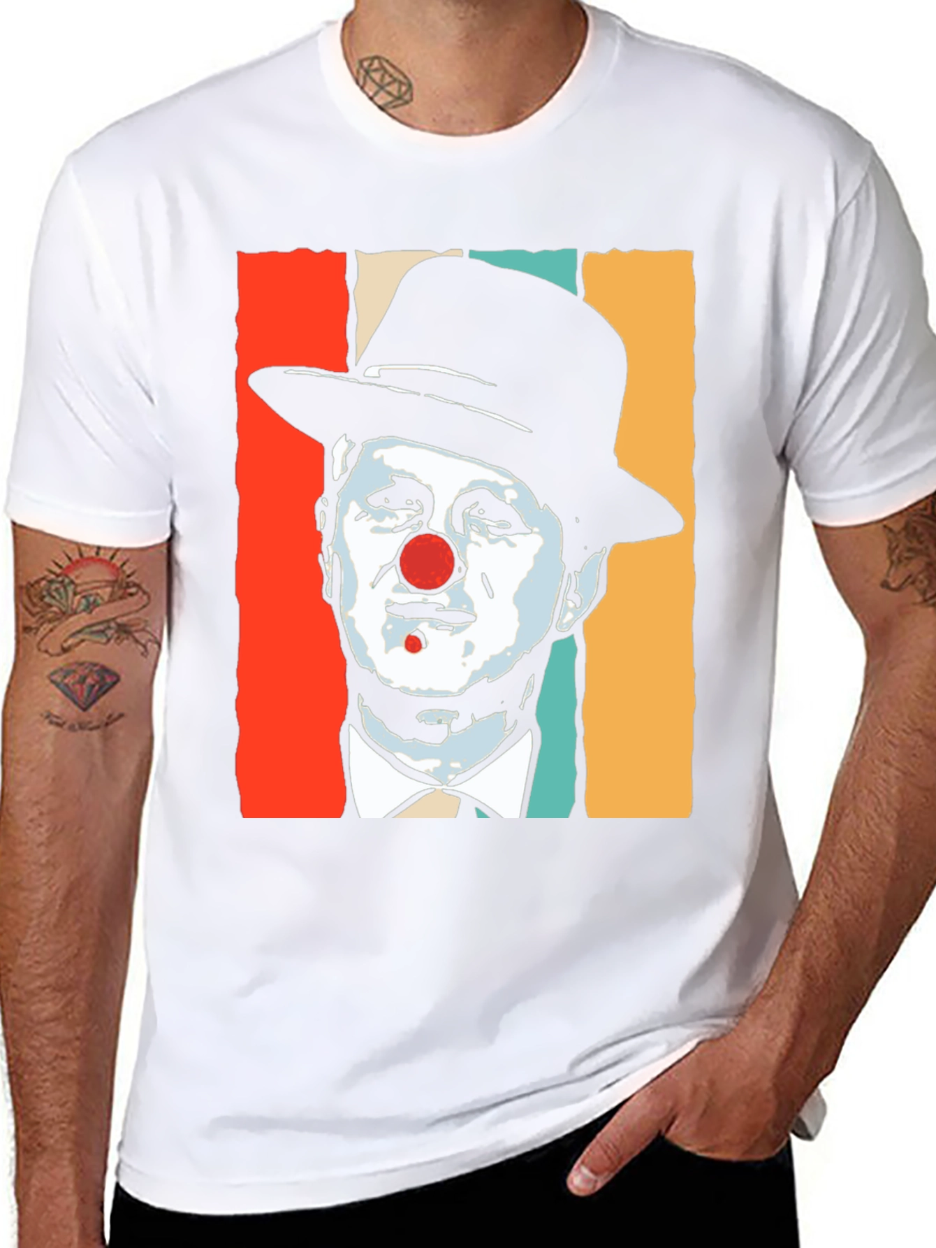 Black Clown Portrait Graphic T-Shirt - Retro Style view 8