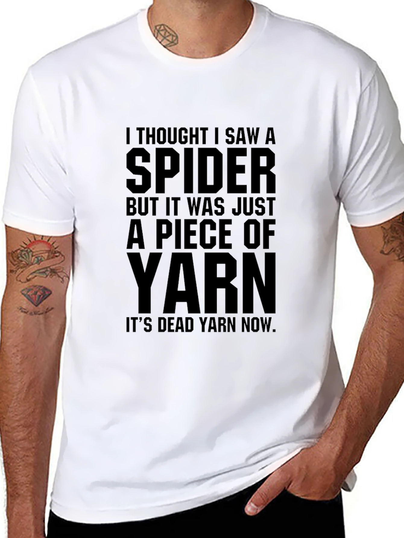 Black Funny Spider Yarn T-Shirt - Soft Cotton Tee view 8