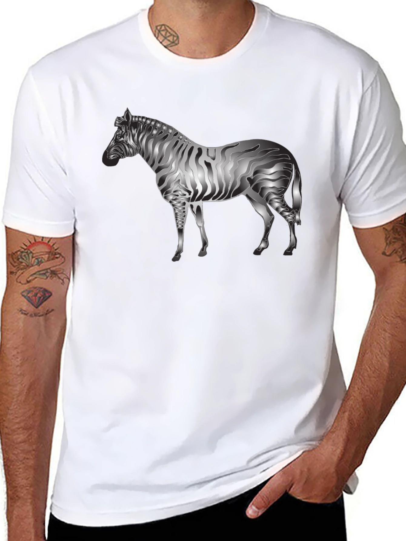 Black Zebra Graphic Tee - Cool Animal Design view 8
