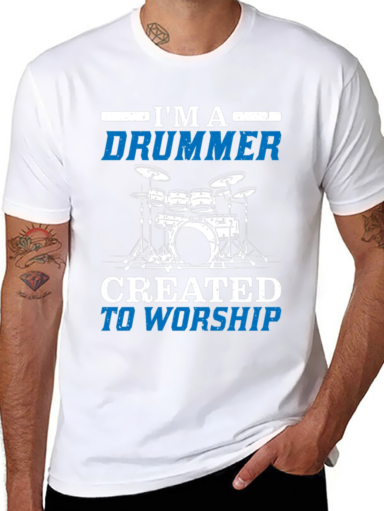 Black I'm A Drummer Worship Graphic T-Shirt view 8