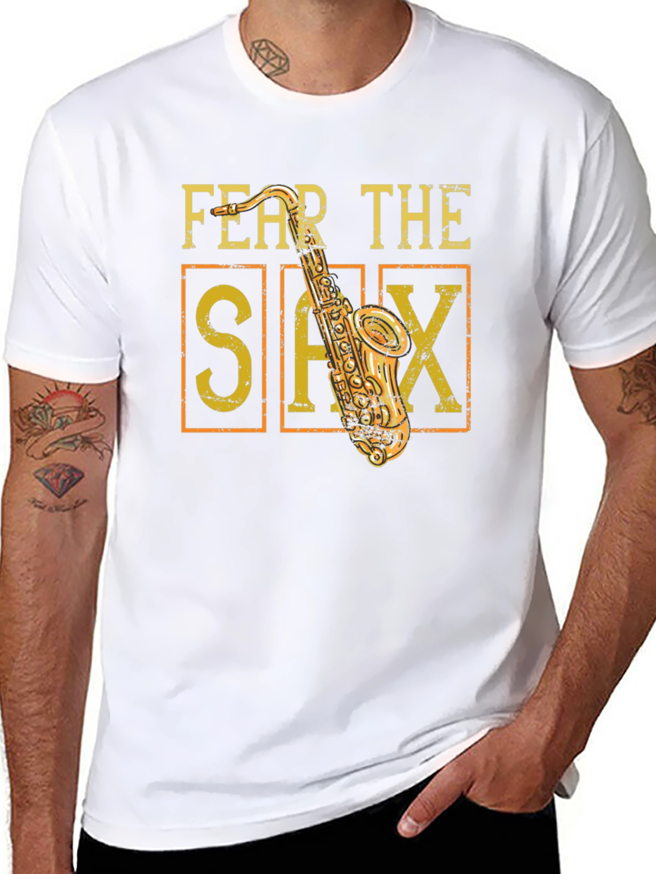Black Fear The Sax T-Shirt - Musician Tee view 8