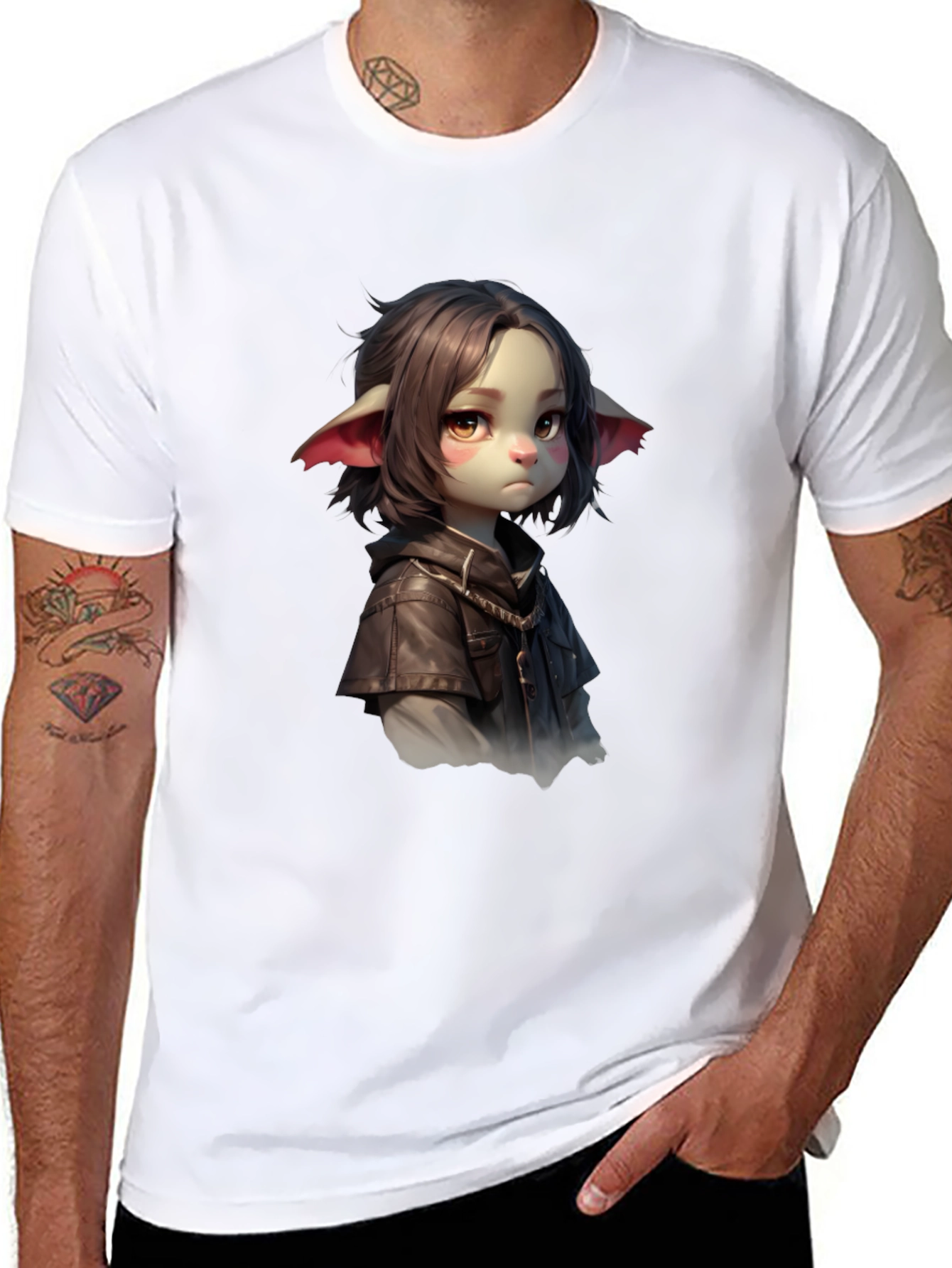 Black Anime Girl Graphic Black T-Shirt view 8